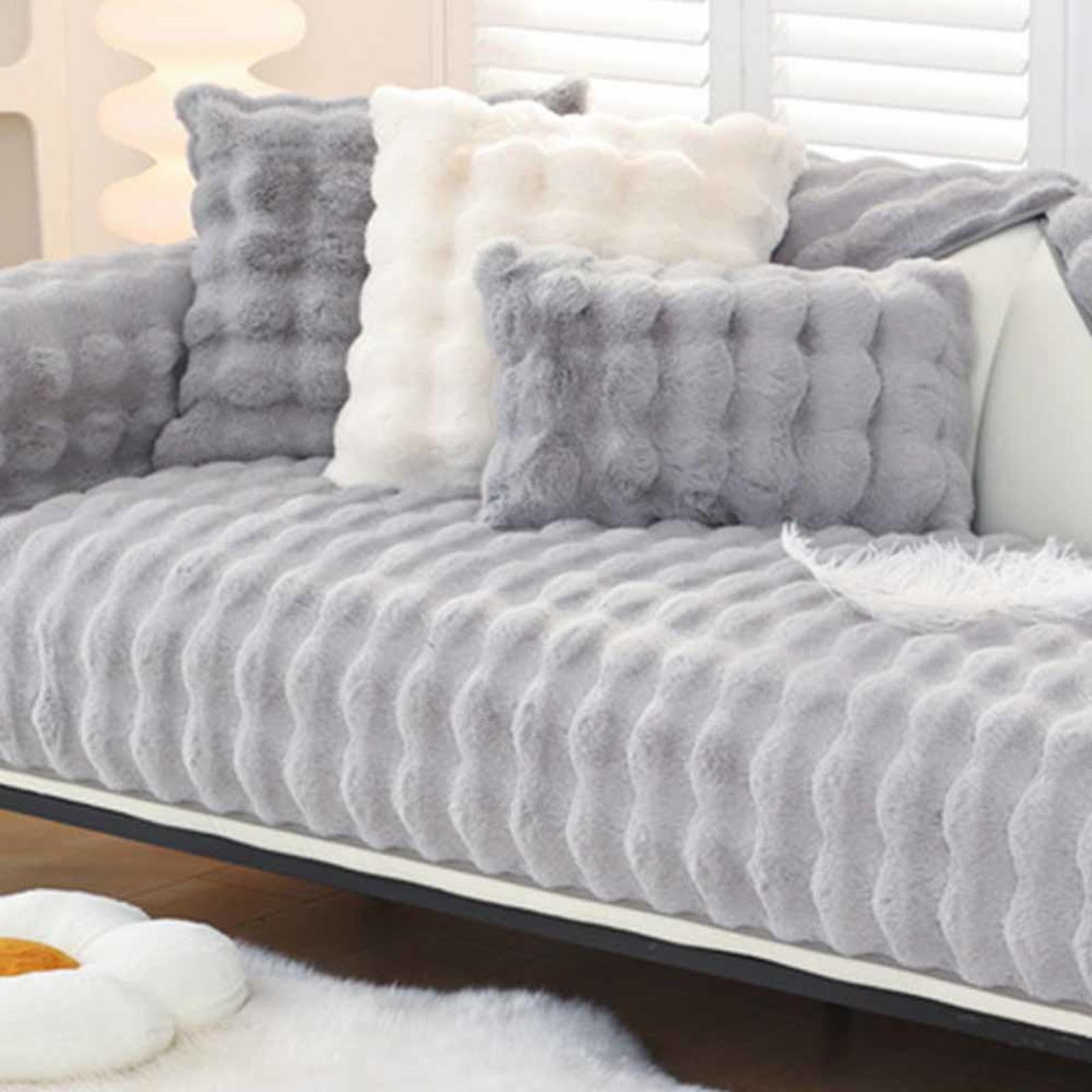 Racib Funny Fuzzy Corner Non Slip Sofa Cover,Velvet Sofa Covers Waterproof Sofa Slipcovers Couch Covers dog protector Apply To L Shape 1 Seater 2 Seater 3 Seater 4 Seater Sofa,C-70x240cm
