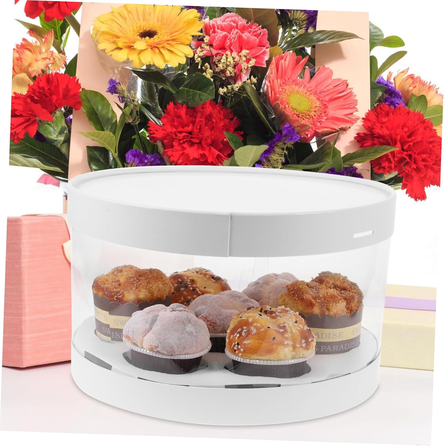 Clear Cupcake Carrier Box Cover Transparent Cake Packaging for Muffins and Desserts Design Sturdy and for Transport for Parties and Events