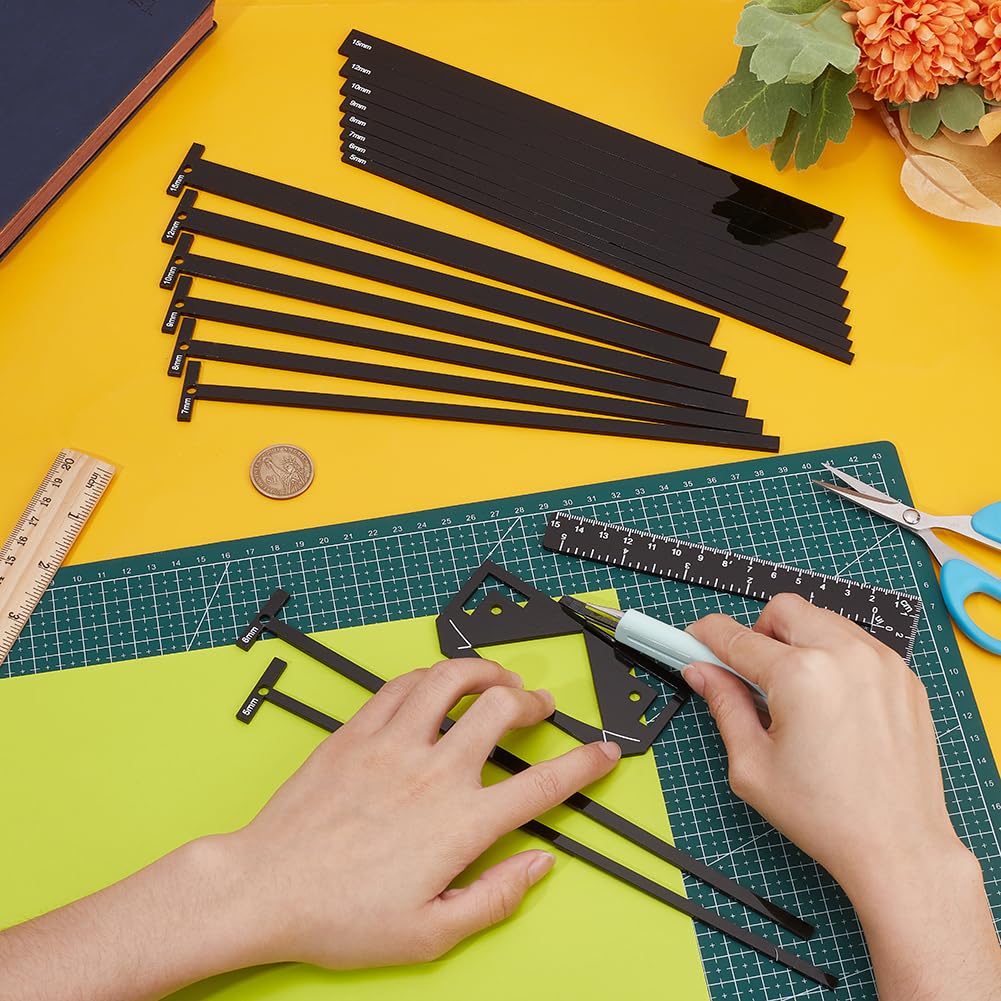 UNICRAFTALE 1 Set 17PCS Black Book Binding Package Bookbinding Easy Scrapbooking Tool Templates T-Shaped Rulers for Calender Junk Journal Handbook Handmade Tools - Image 3