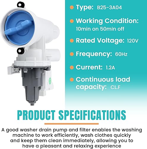 Miniatura 5 de WH11X29539 Filtro de bomba de drenaje para lavadora de carga frontal G-E PD00094541 WH11X39237 AP8054992 PS16217203 EAP16217203 B25-3A04 PD00065822