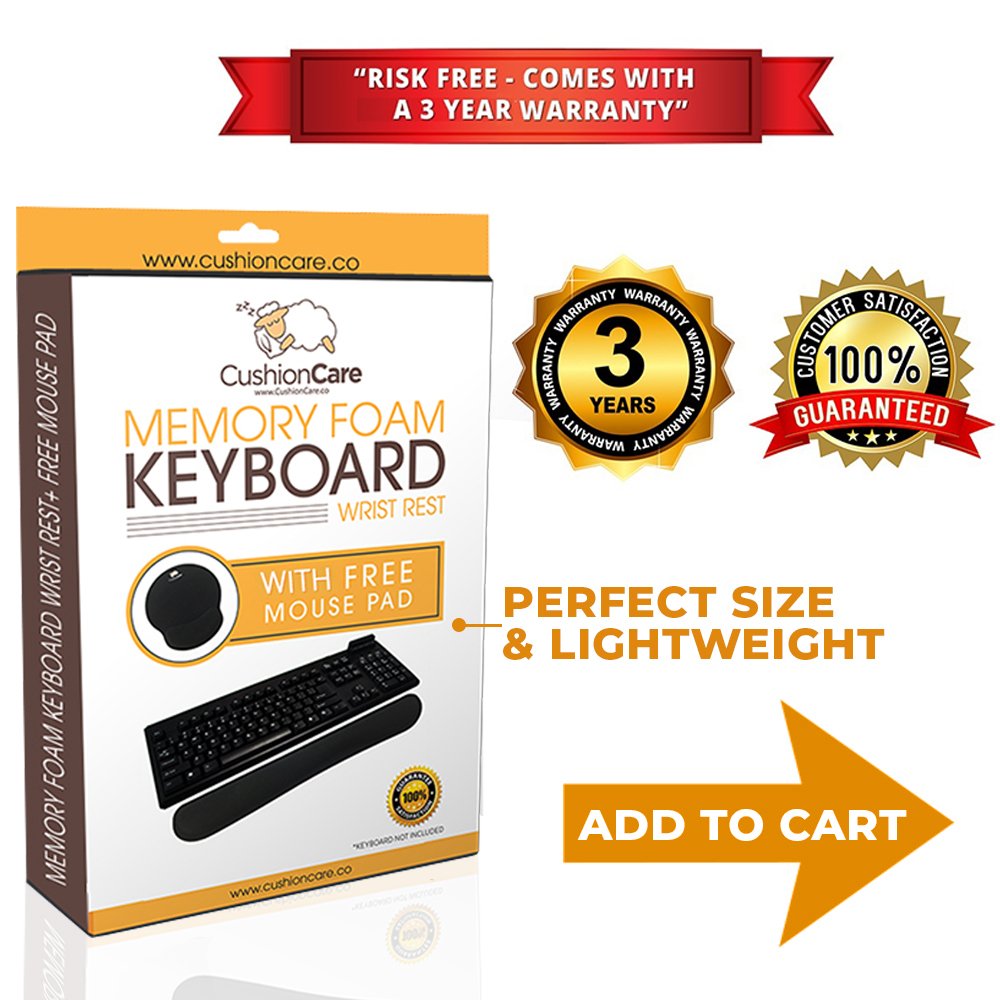 Cushioncare Wrist Rests for Keyboard and Mouse Pad Set Memory Foam