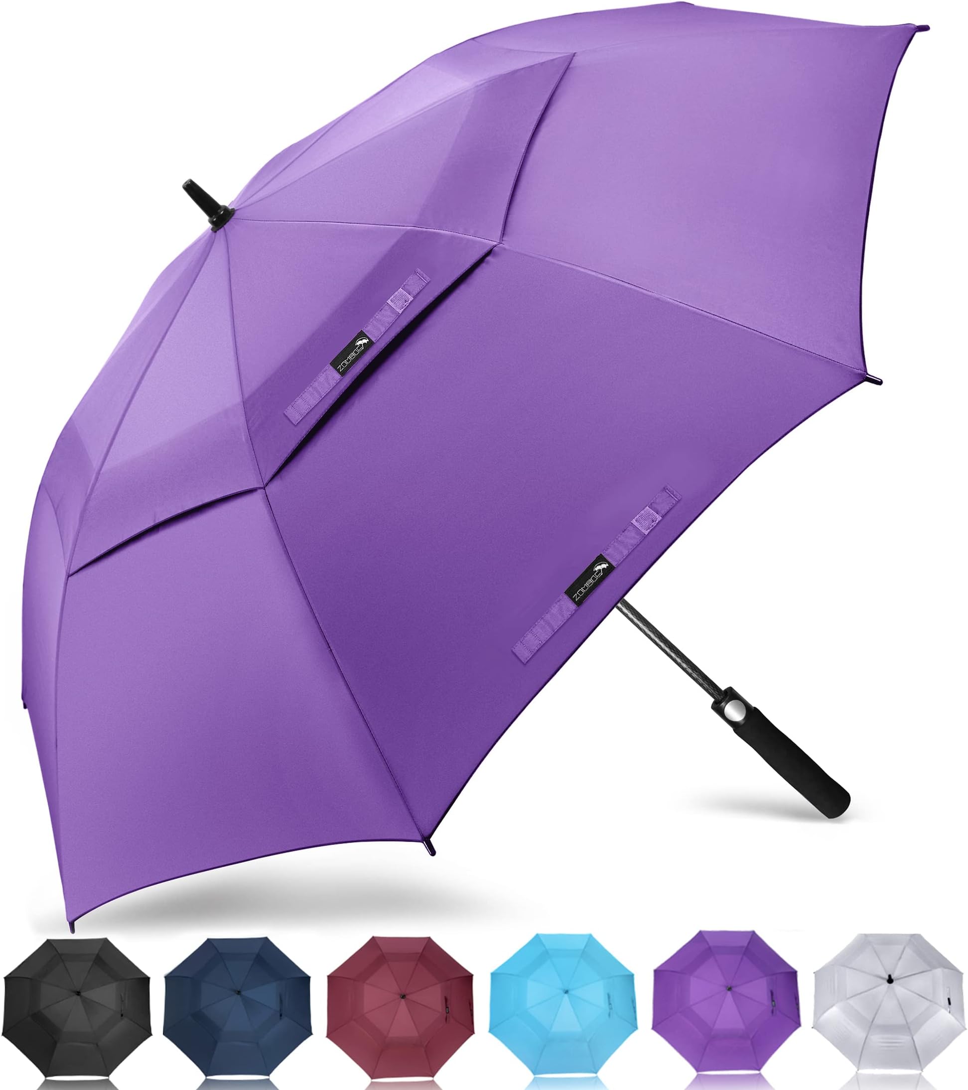 ZOMAKE Golf Umbrella 62 Inch, Large Windproof Umbrellas Automatic Open Oversize Rain Umbrella with Double Canopy for Men - Vented Stick Umbrellas