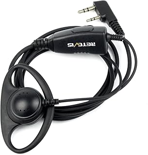 Retevis 2 Way Radio Earpiece with Mic 2 Pin D-Type Walkie Talkie Earpiece Compatible with Baofeng 888S UV-5R UV-82 H-777 RT21 RT22 Two Way Radios (1 Pack)