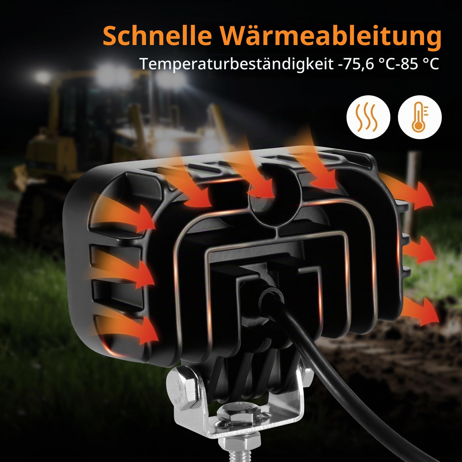 LED Arbeitsscheinwerfer 12V/24V, LED Scheinwerfer Traktor, 4 Stück | 2200LM 25W, IP67 wasserdicht, Rückfahrscheinwerfer LED, 5700K, Zusatzscheinwerfer für Traktor, LKW, Offroad