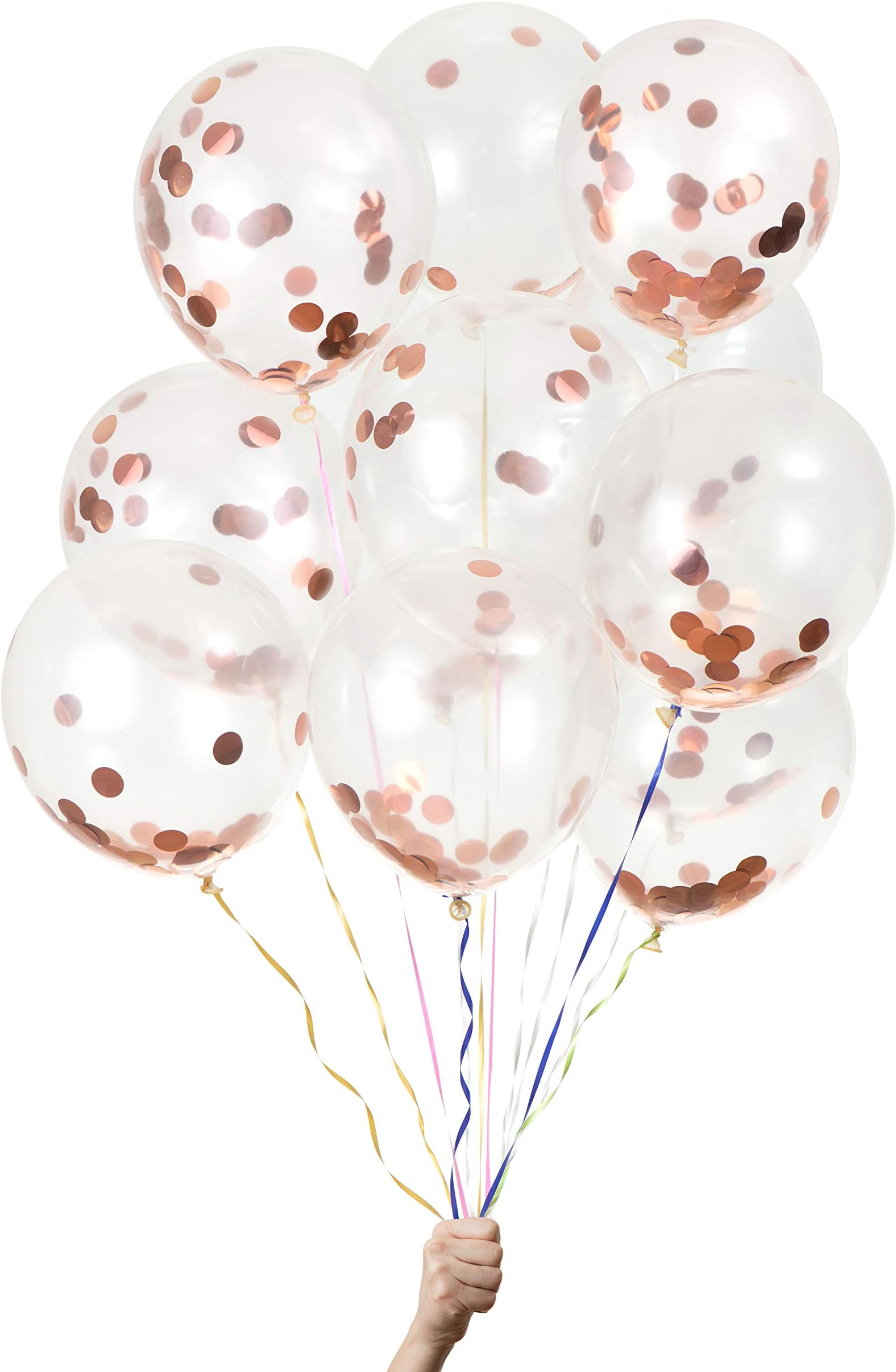 Green Paw Products - Rose Gold Confetti Balloons - UK - 12" Eco Friendly & Biodegradable - 100% Natural Latex - Party Balloons for Birthdays, Weddings and Anniversaries