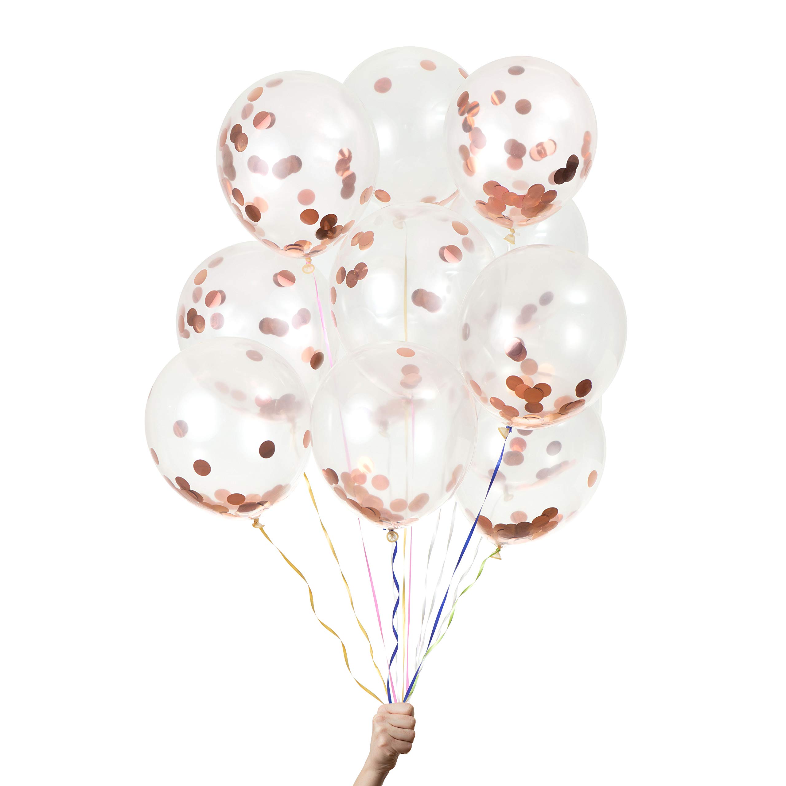 Green Paw Products - Rose Gold Confetti Balloons - UK - 12" Eco Friendly & Biodegradable - 100% Natural Latex - Party Balloons for Birthdays, Weddings and Anniversaries