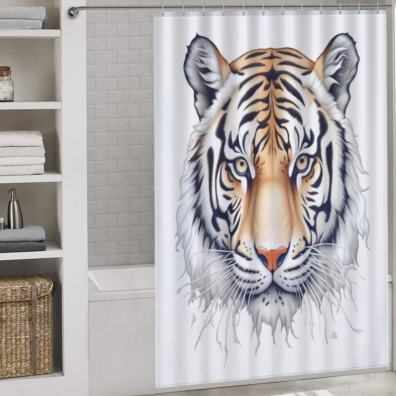 Rideau de douche tigre en tissu polyester de qualité supérieure, 152x183 cm