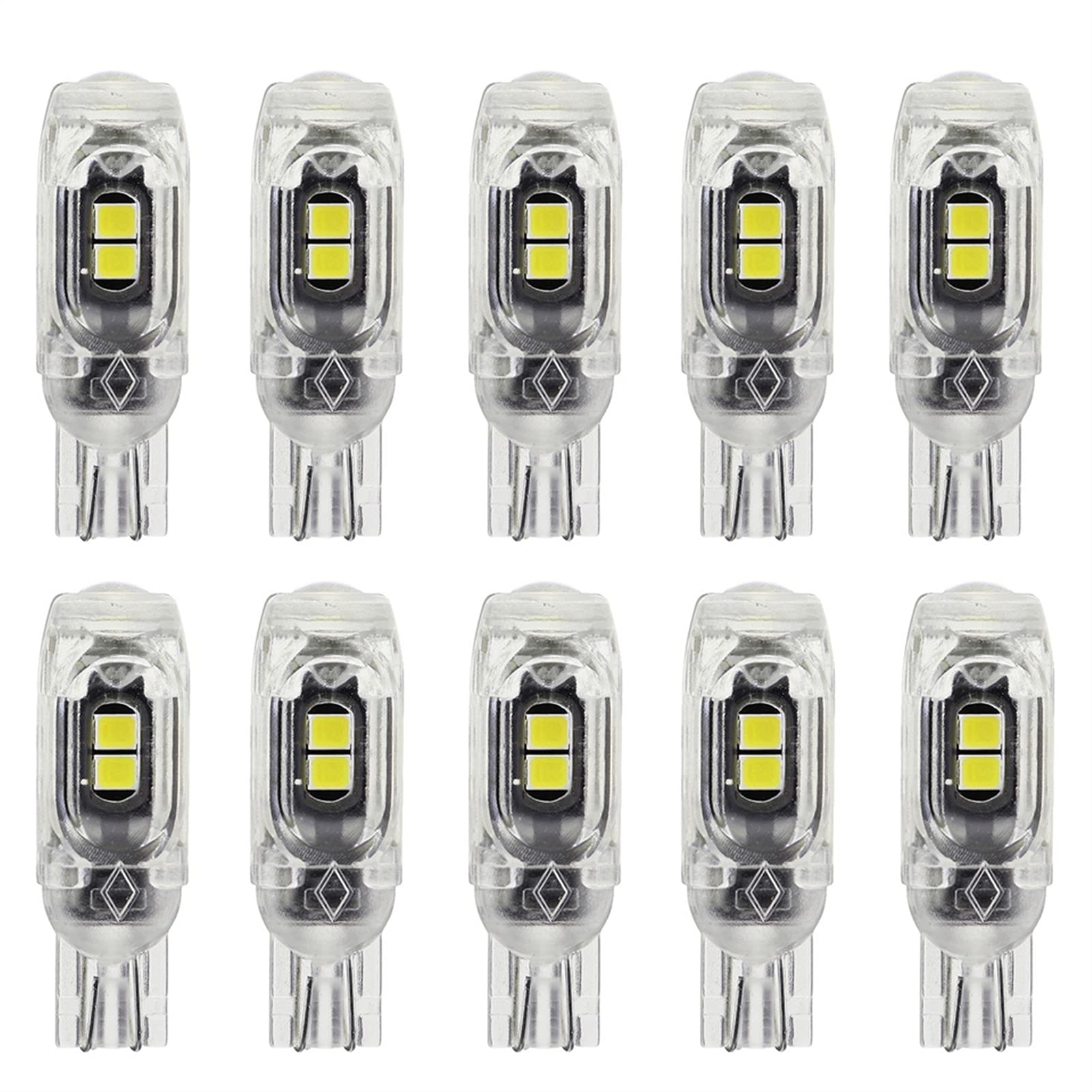 Żarówka ledowa 10X CANBUS T10 LED W5W Polaryzacja Bezpłatne Plastikowe Protect 5SMD 3030 Samochód Wewnętrzny Lekki Czytanie Drzwi Płytka Limiecka Lampa Kedge 12 V (Color : Yellow)