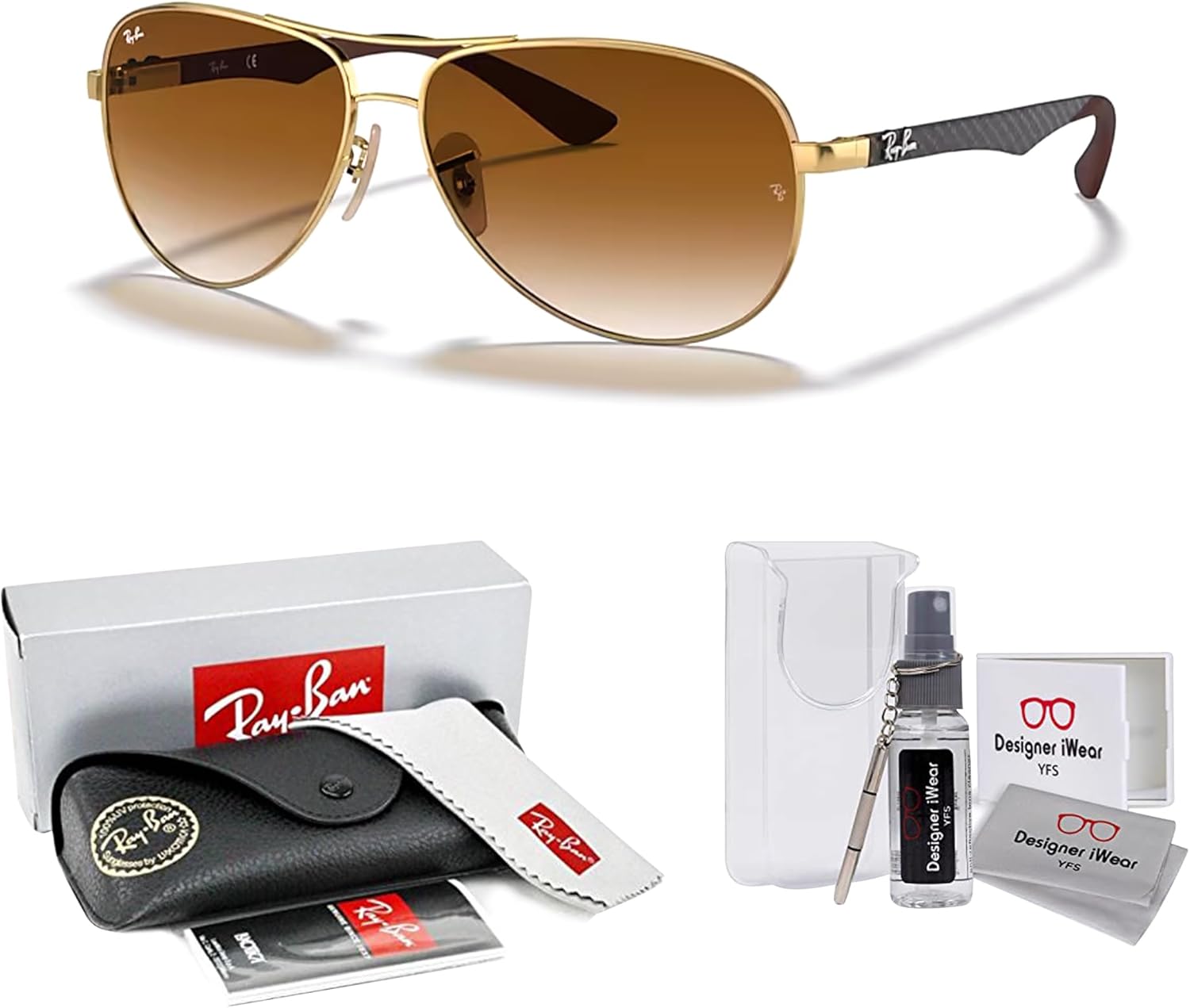 Ray-Ban RB8313 CARBON FIBRE Aviator Sunglasses For Men For Women +BUNDLE with ACCESSORY EYEWEAR KIT - Image 2