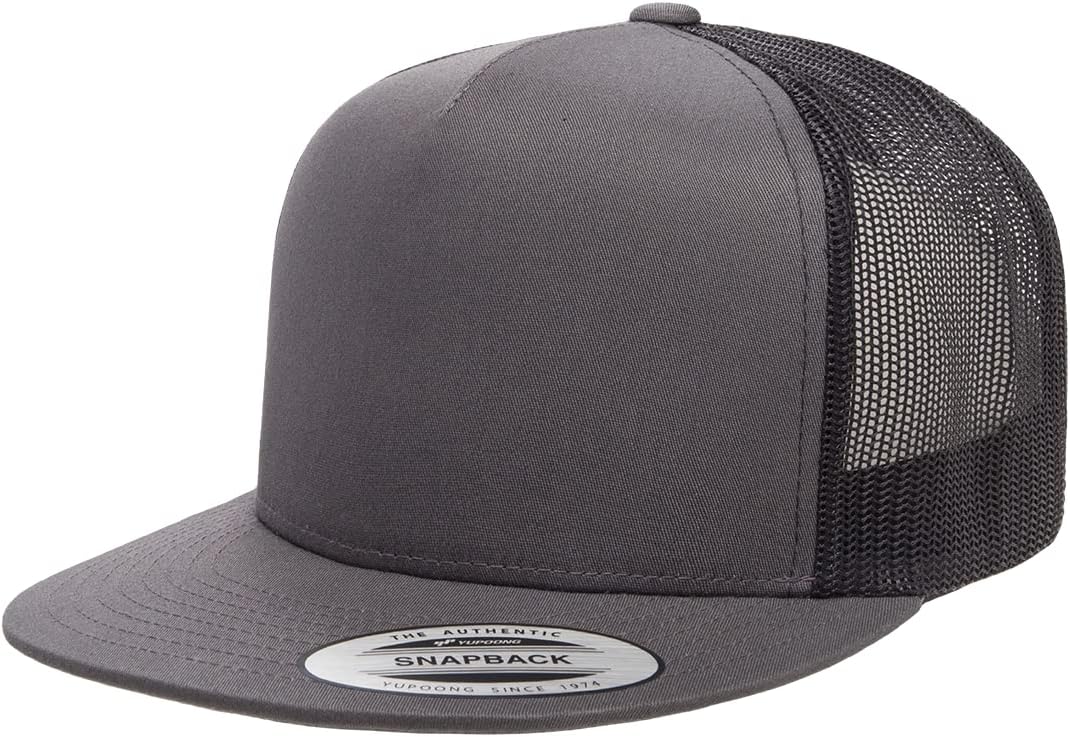 Yupoong 5-Panel YP Classic Trucker Cap | High Profile Flat Visor Snapback | OSFM | Bulk Packs Available
