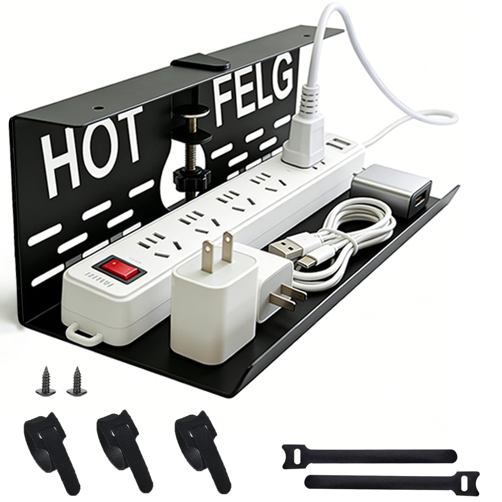 Under Desk Cable Management Tray, 13.7 in Loose Power Cord Management Tray