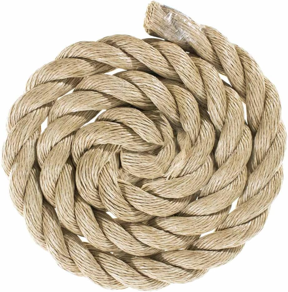 GOLBERG G ProManila Rope (1 1/2 Inch) UnManila Tan Twisted 3 Strand Polypro Cord - High Resistance to UV, Moisture, and Chemicals - Marine/Nautical, DIY Projects, Tie Downs, Indoor/Outdoor (600 Feet)