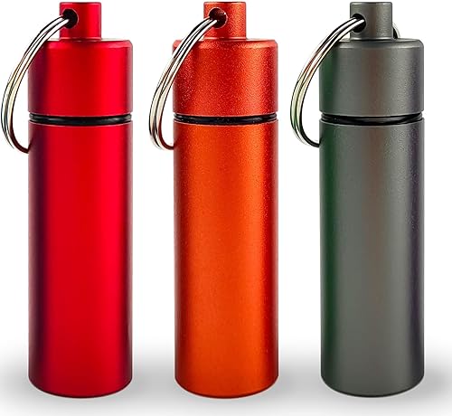 Pequeño organizador de píldoras portátil (paquete de 3), llavero de bolsillo de metal para pastillas, llavero para viajes, contenedor de píldoras de