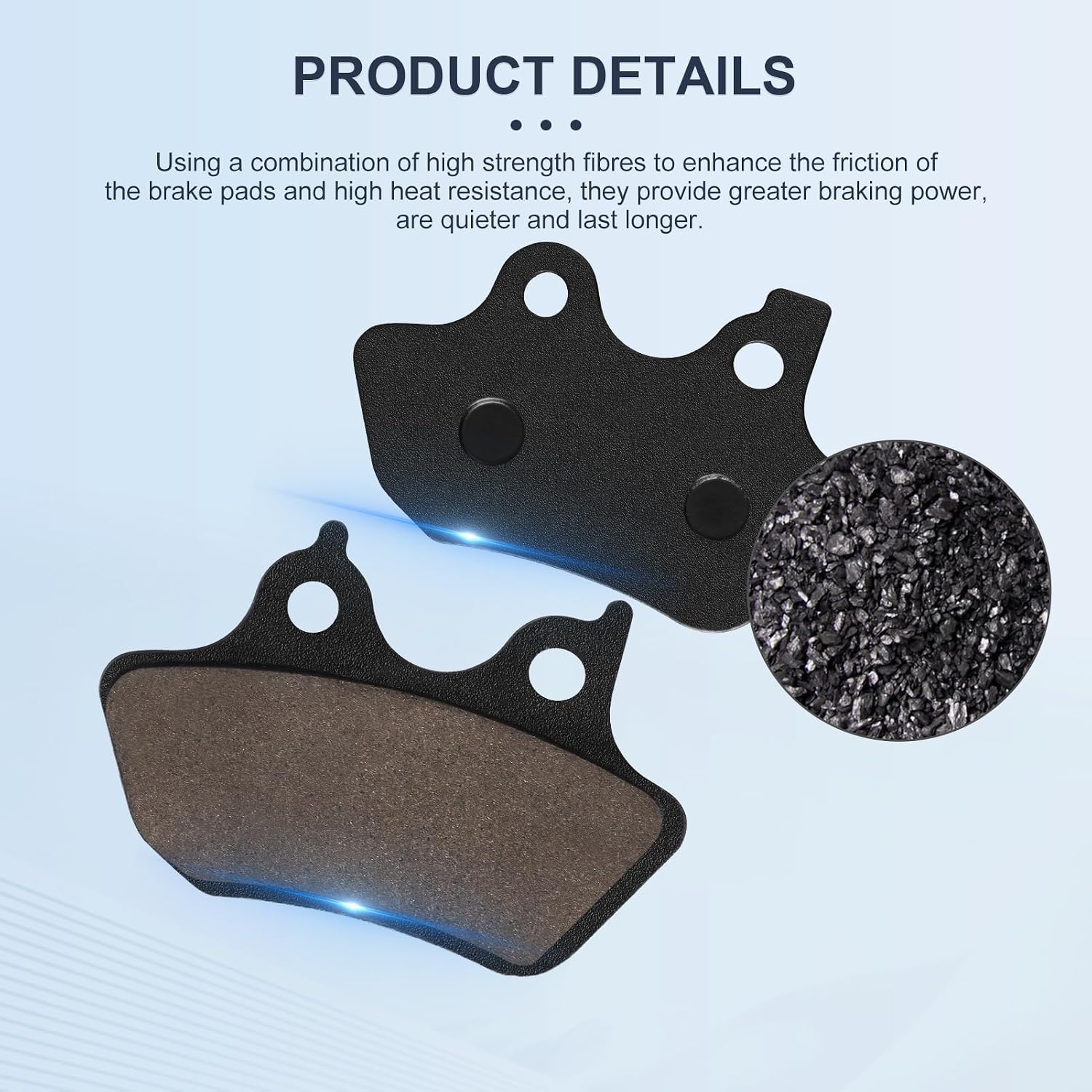 Front & Rear Brake Pads for Harley Davidson Softail, FLSTC Dyna Heritage Classic Softail, Super Glide, Wide Glide, Fat Boy, Low Rider, Sportster, Night Train, 2000-2007