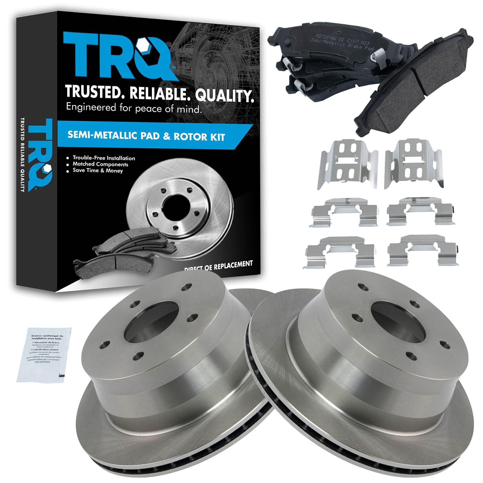 TRQ Rear Semi Metallic Brake Pad and Rotor Set