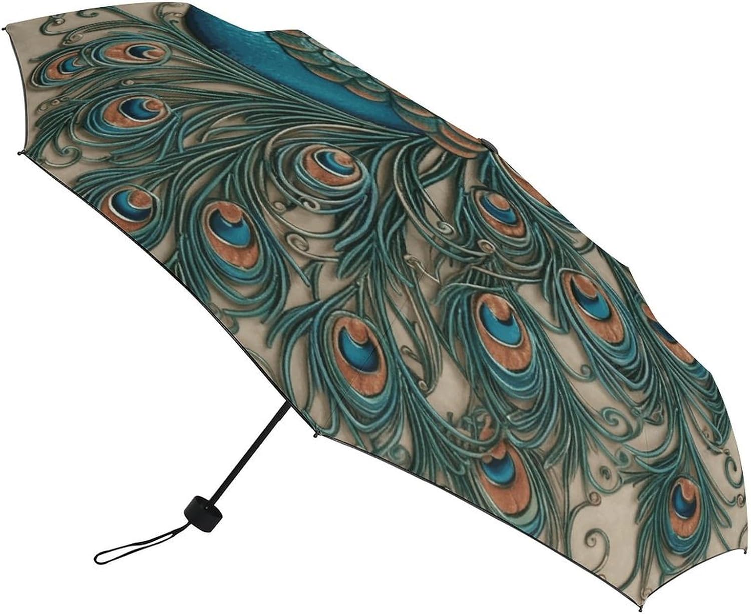 Windproof Travel Umbrella Peacock Pattern Folding Small Sun Umbrella Lightweight Small And Compact Suit for Pocket