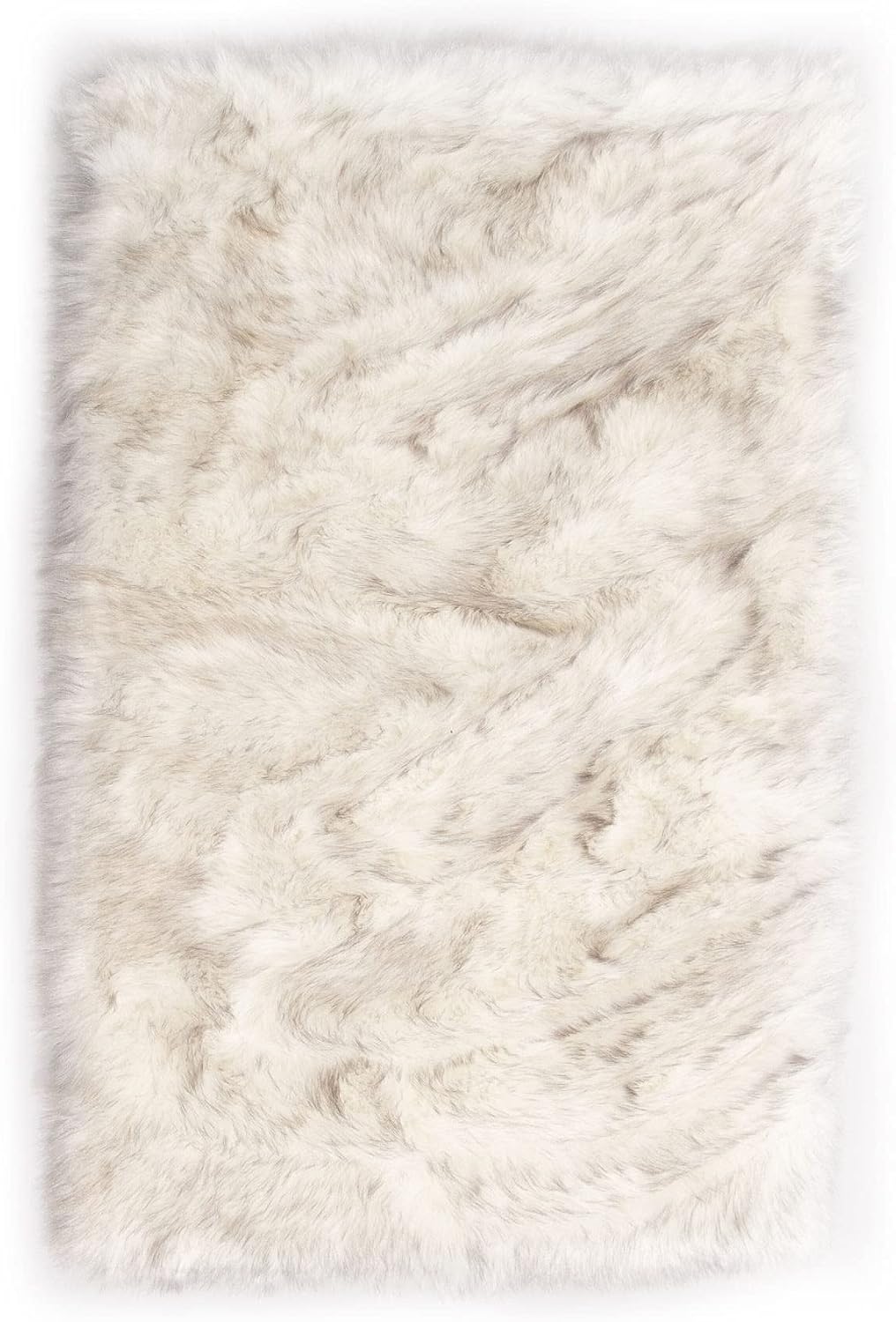 Faux Fur Shag Rug Extra Soft Fluffy Carpet for Any Room Decor 2' x 3' White & Gray Tips