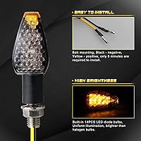 Vista 3 de NTHREEAUTO 4 indicadores de giro para motocicleta, mini tallo, indicadores de flecha, LED, delantero, trasero, ámbar, intermitente, universal