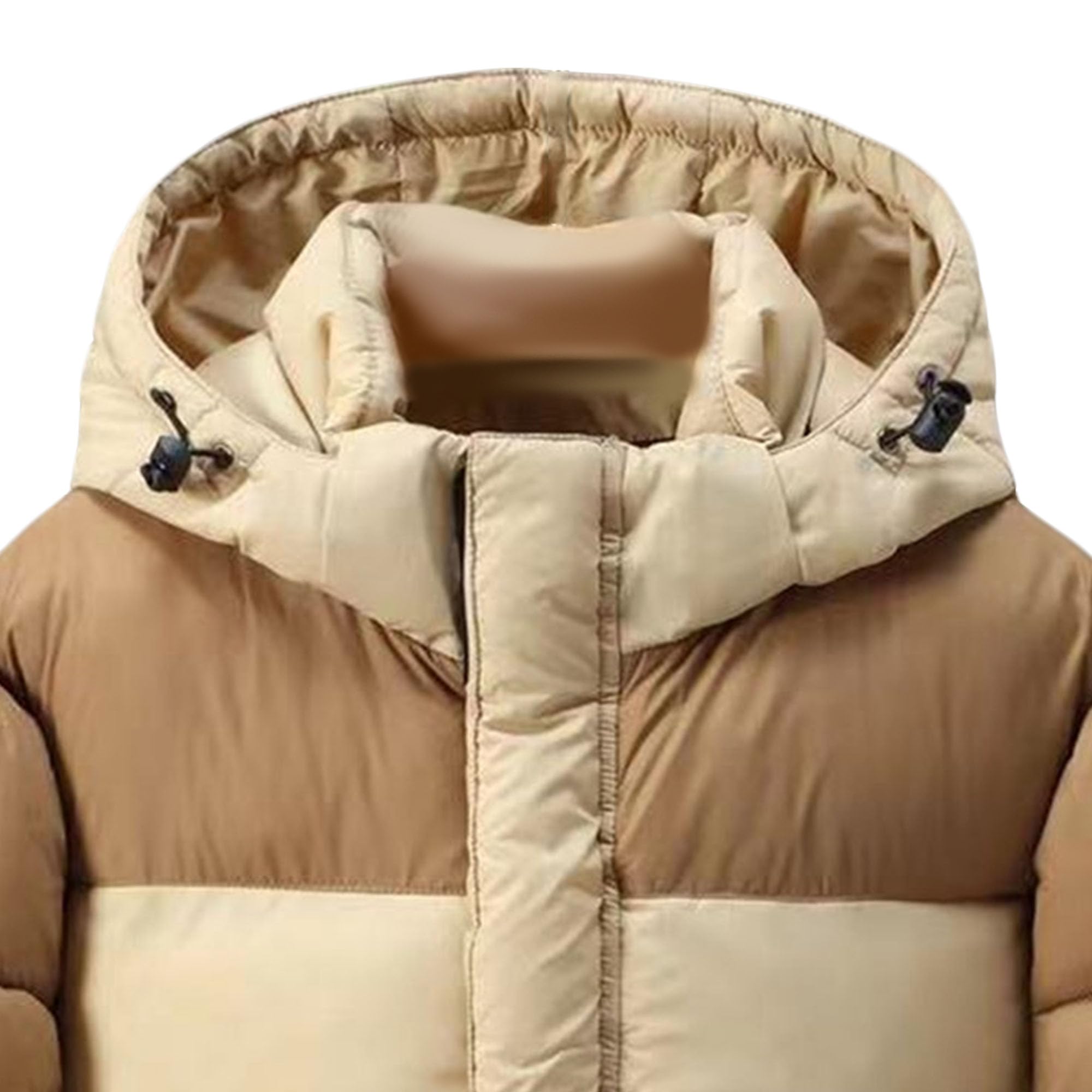 Piumino da uomo con cappuccio a blocchi di colore, leggero, invernale, trapuntato, imbottito, invernale, spesso e caldo