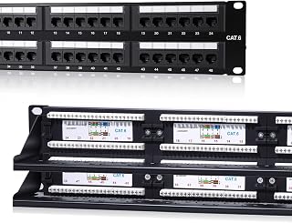 Cat6 48 Port Patch Panel, UTP 2U 19-Inch Rack Mount Network Panel, All-in-One Design with Built-in Cable Management, Gigabit Ready Ethernet Punch Down Panel (110 Type Tool Compatible)