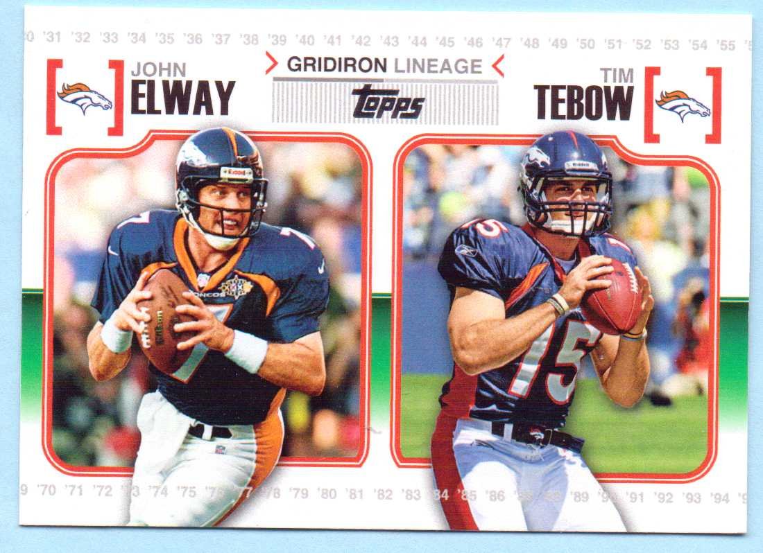 Tim Tebow, John Elway 2010 Topps Gridiron Lineage #GL-ET - Denver Broncos  at Amazon's Sports Collectibles Store