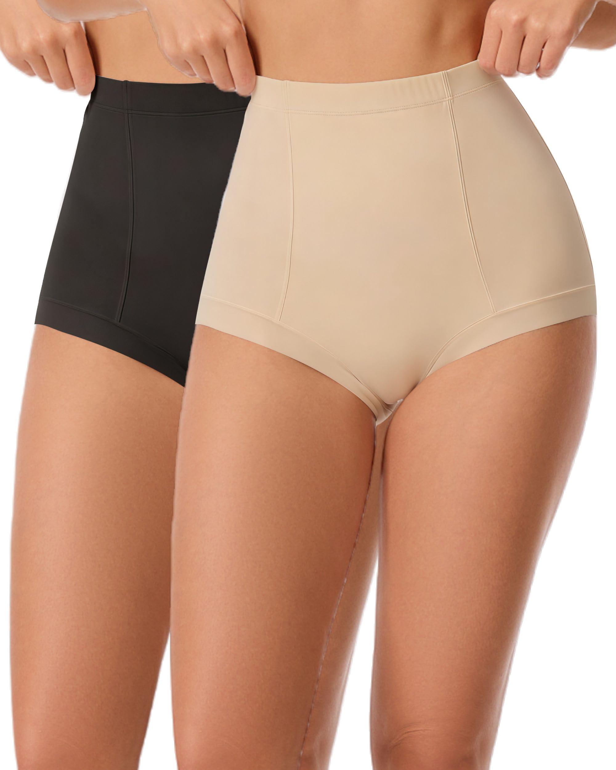 RanZZRan Women's High-Waisted Shaper Shorts Extra Firm Compression Tummy Control Butt Lifting Postpartum Body Shapewear, Black+nude, Medium