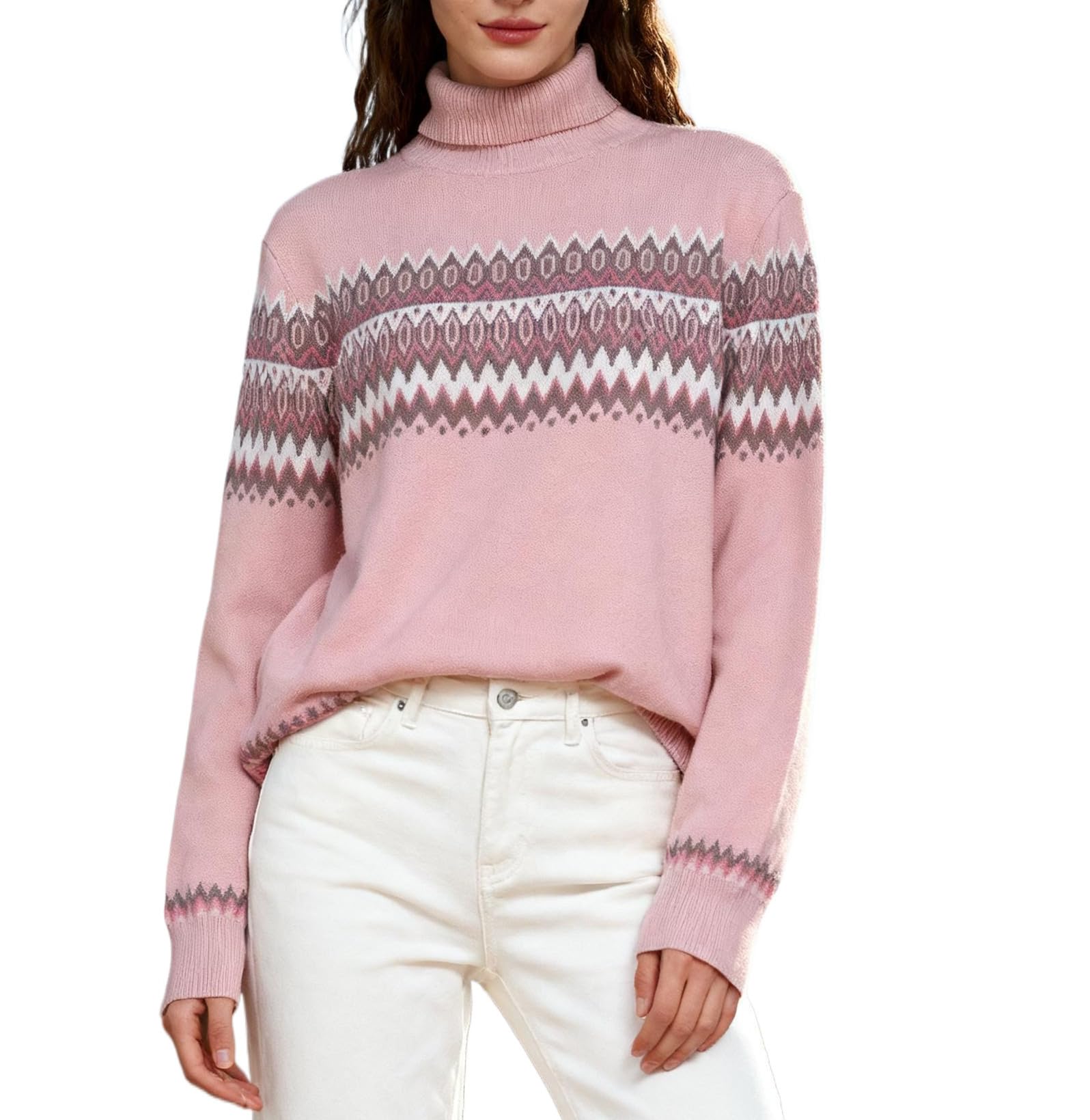 SANGTREE Womens Turtleneck Sweater Long Sleeve Casual Fall Winter Knit Pullover Sweater Top
