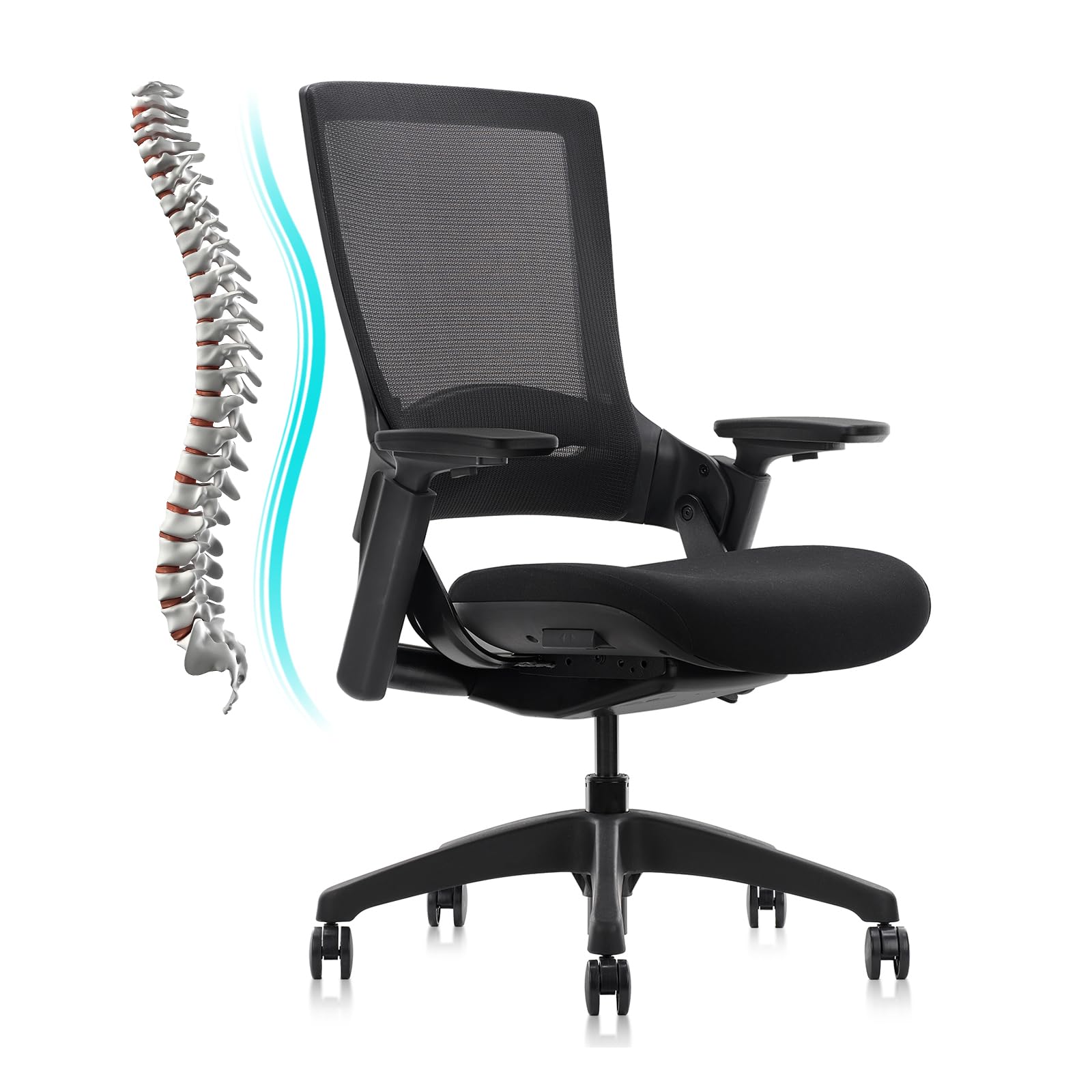 CLATINA Swivel Executive Chair, Adjustable Ergonomic Computer Chair with 3D Armrest and Lumbar Support, Mesh Backrest Task Chair for Home Office