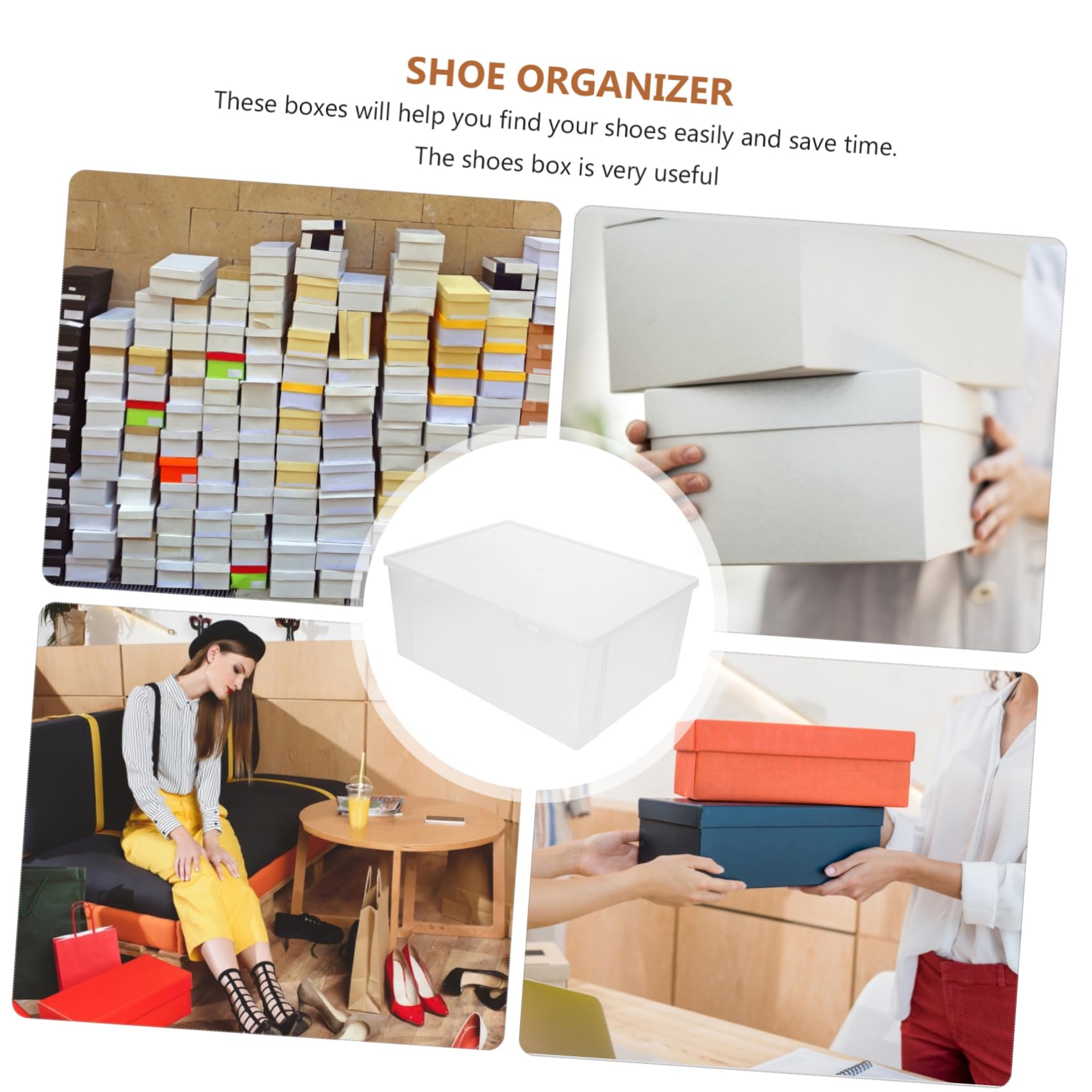 OUNONA Transparent Shoe Storage Box Stackable Sneaker Organizer for Home Dorm and Closet Shoe Case with Lid Space Saving Design