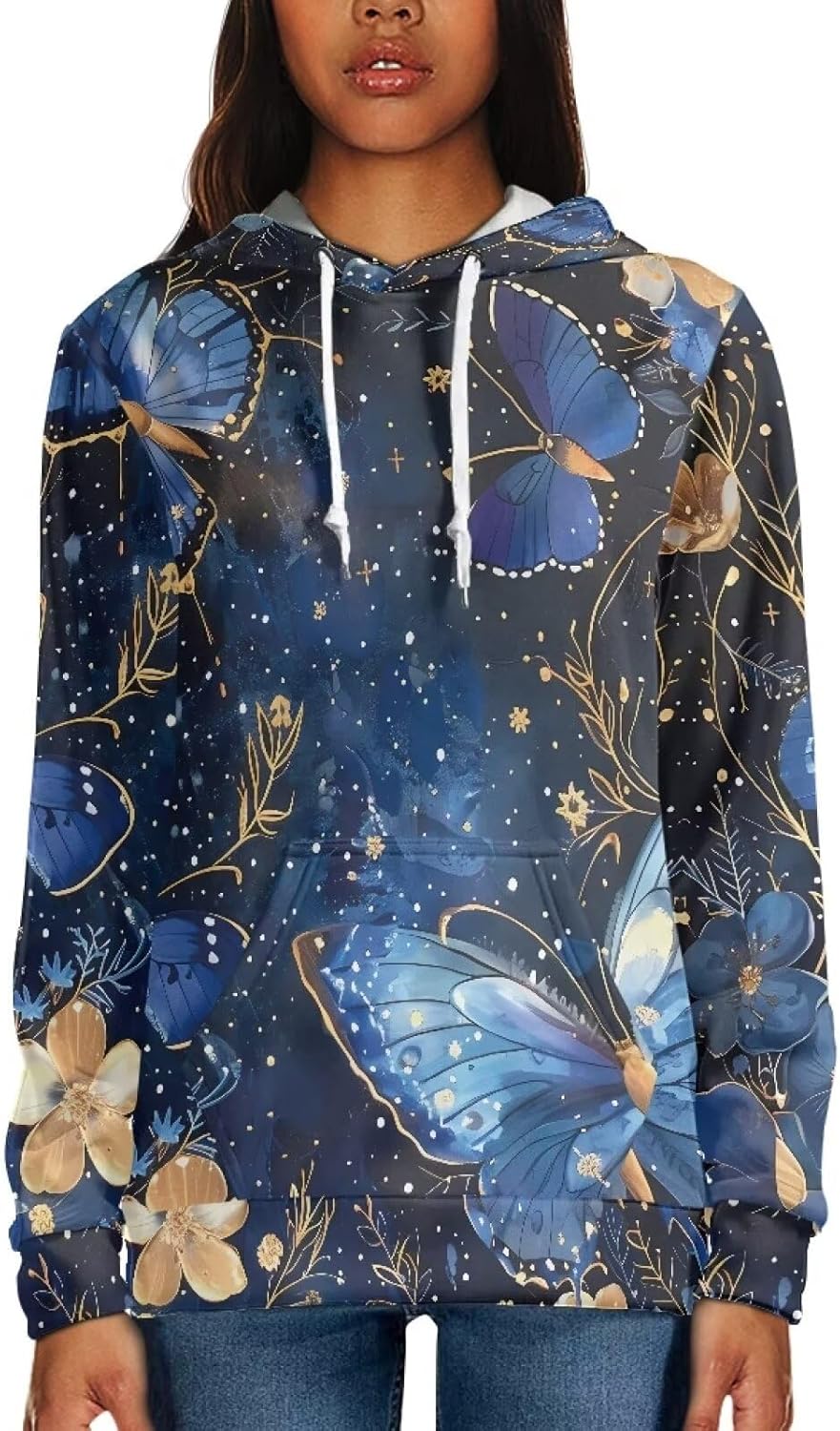 doginthehole Flower Print Hoodies for Women Pullover Long Sleeve Hooded Sweatshirts Teen Girls Hoodie Sports Fashion - Image 2