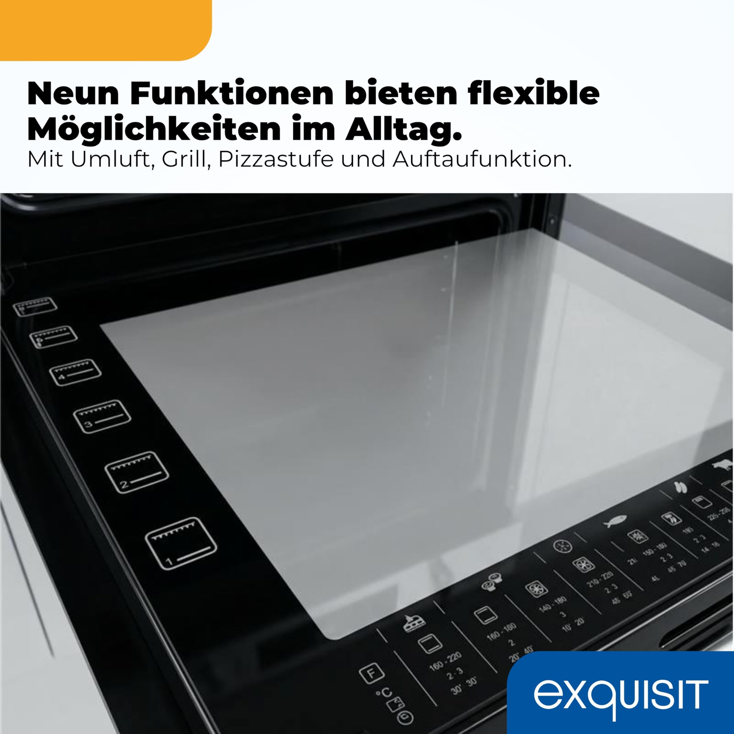 Exquisit Einbauherd mit Glaskeramikkochfeld 75L 9800W Energieklasse A EHE5285-HBZ-020