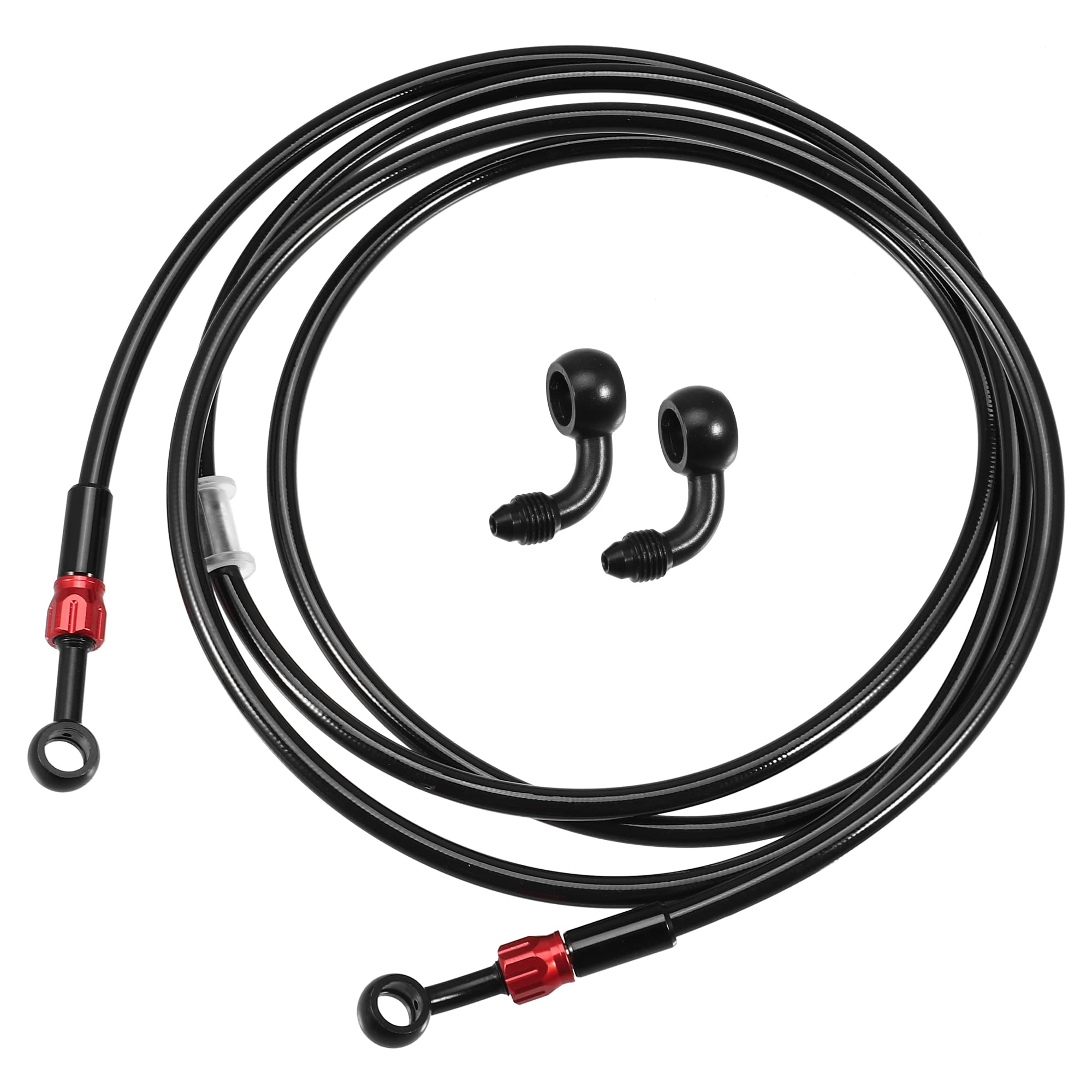 A ABSOPRO Manguera De Freno An3 28 90 Grados Negro 1 Juego Para Motocicleta | Silicona Y Aluminio, M10X1, 10Mm, Para Todoterreno, Scooters, Atv, Etc.