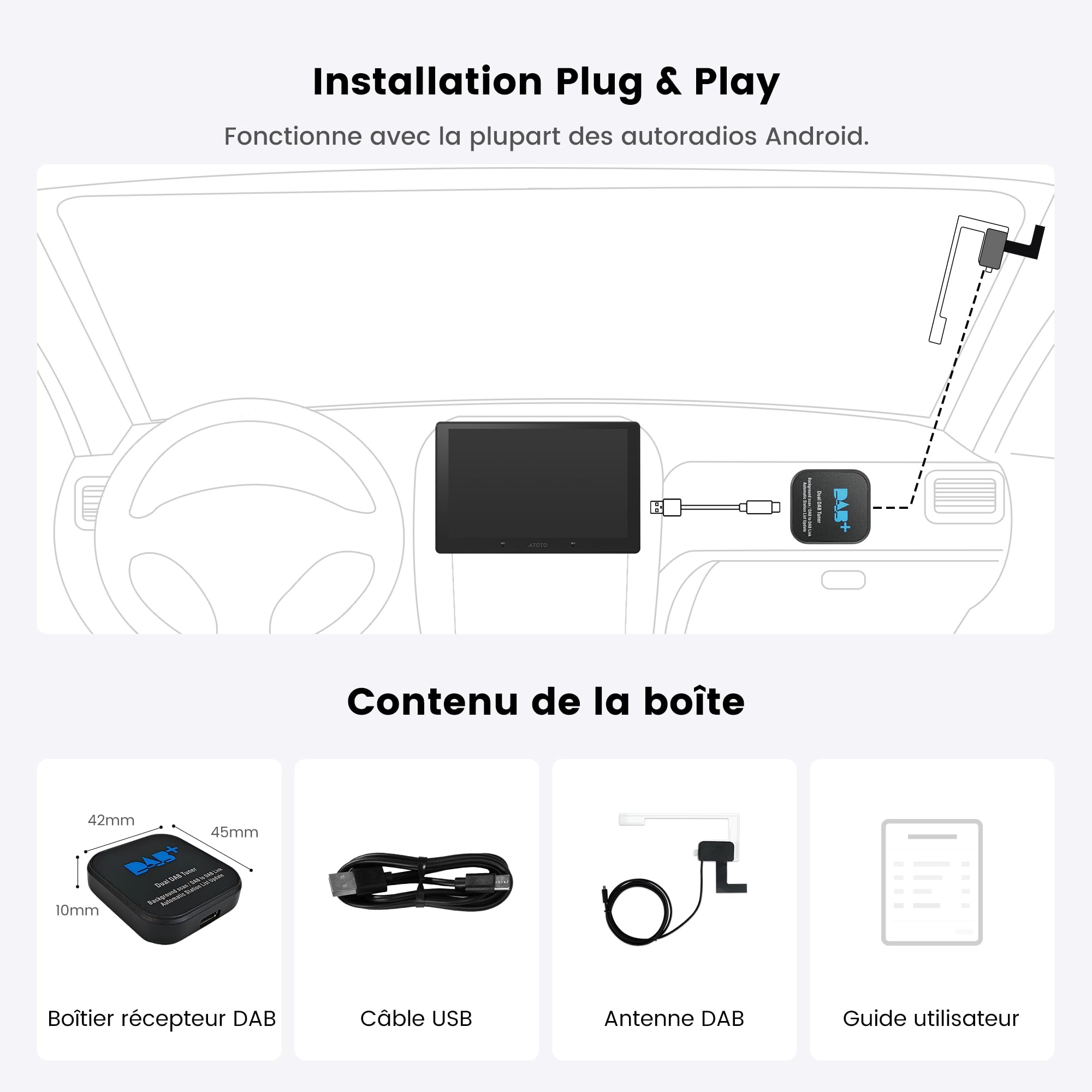 ATOTO AC-4475S USB Dab+ récepteur Radio - Spécifiée pour ATOTO A5/A6/S8/X10/V10/S8L/S8 GEN4/P10 Série