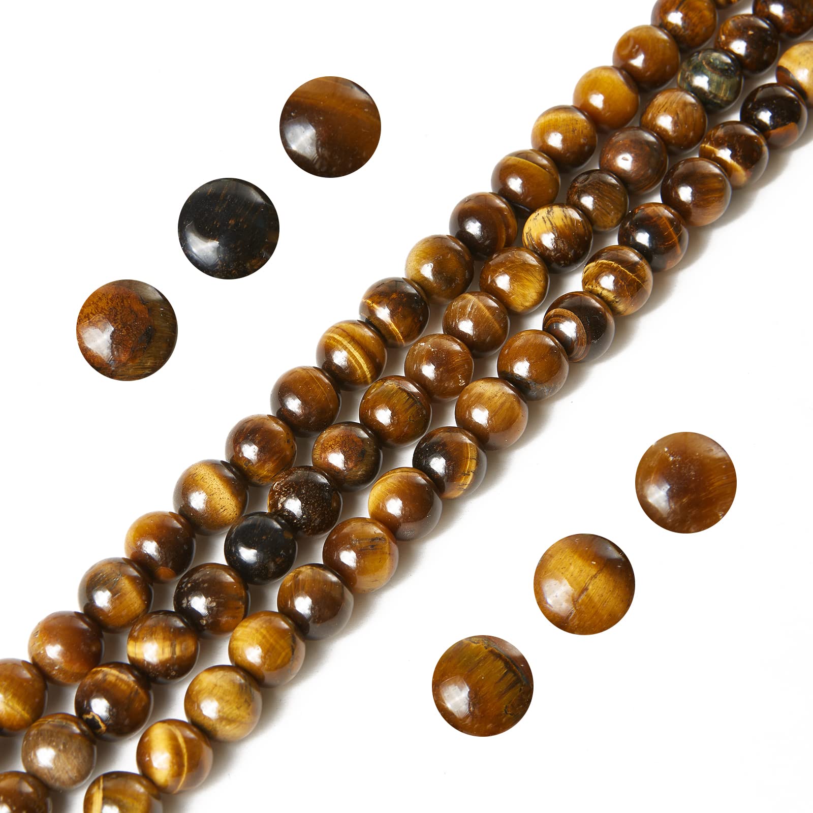 Perline Tonda sfaccettata mm. 6 Occhio di tigre x15 - Perles & Co