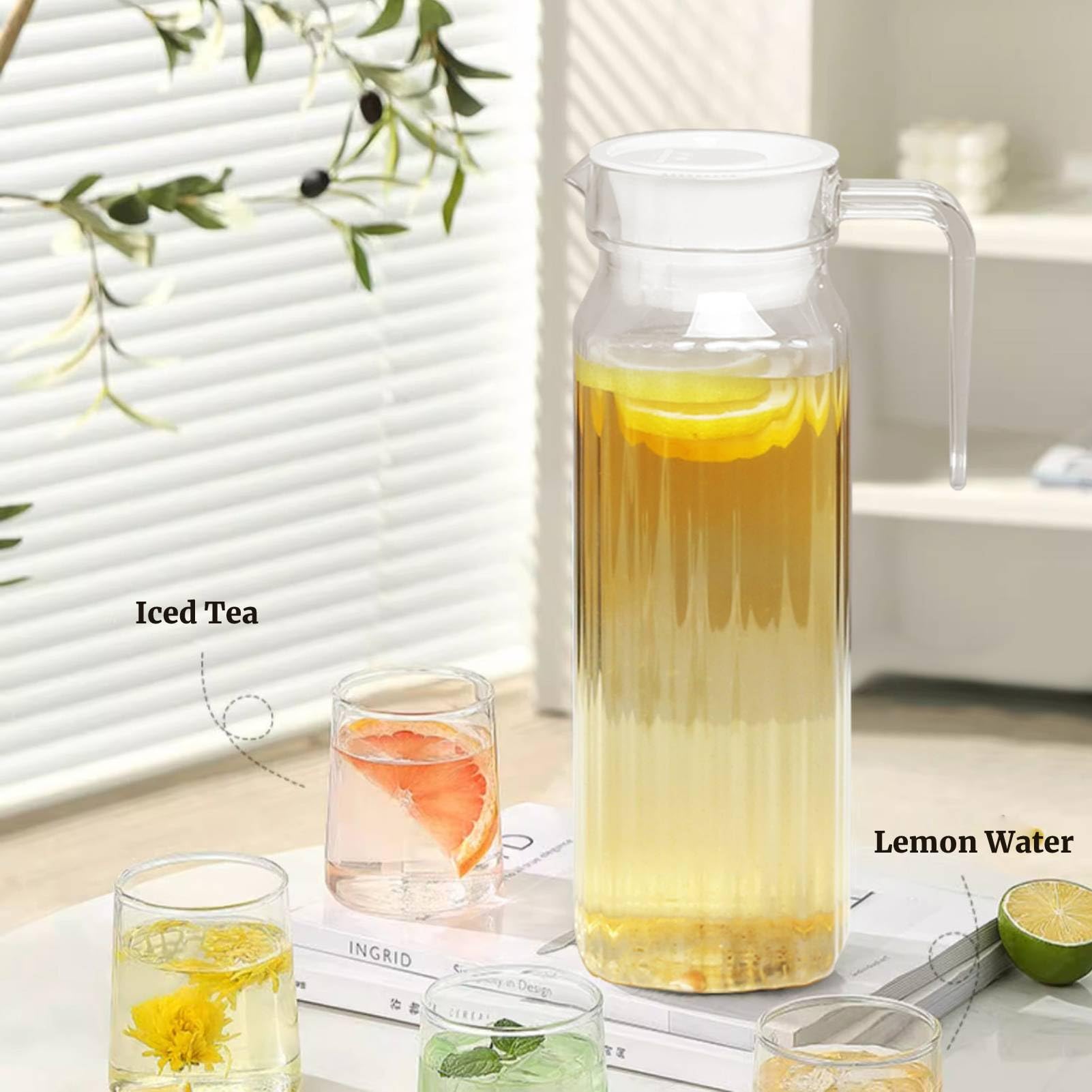 Pichet en Plastique 0,8 L Carafe Eau avec Couvercle Poignée