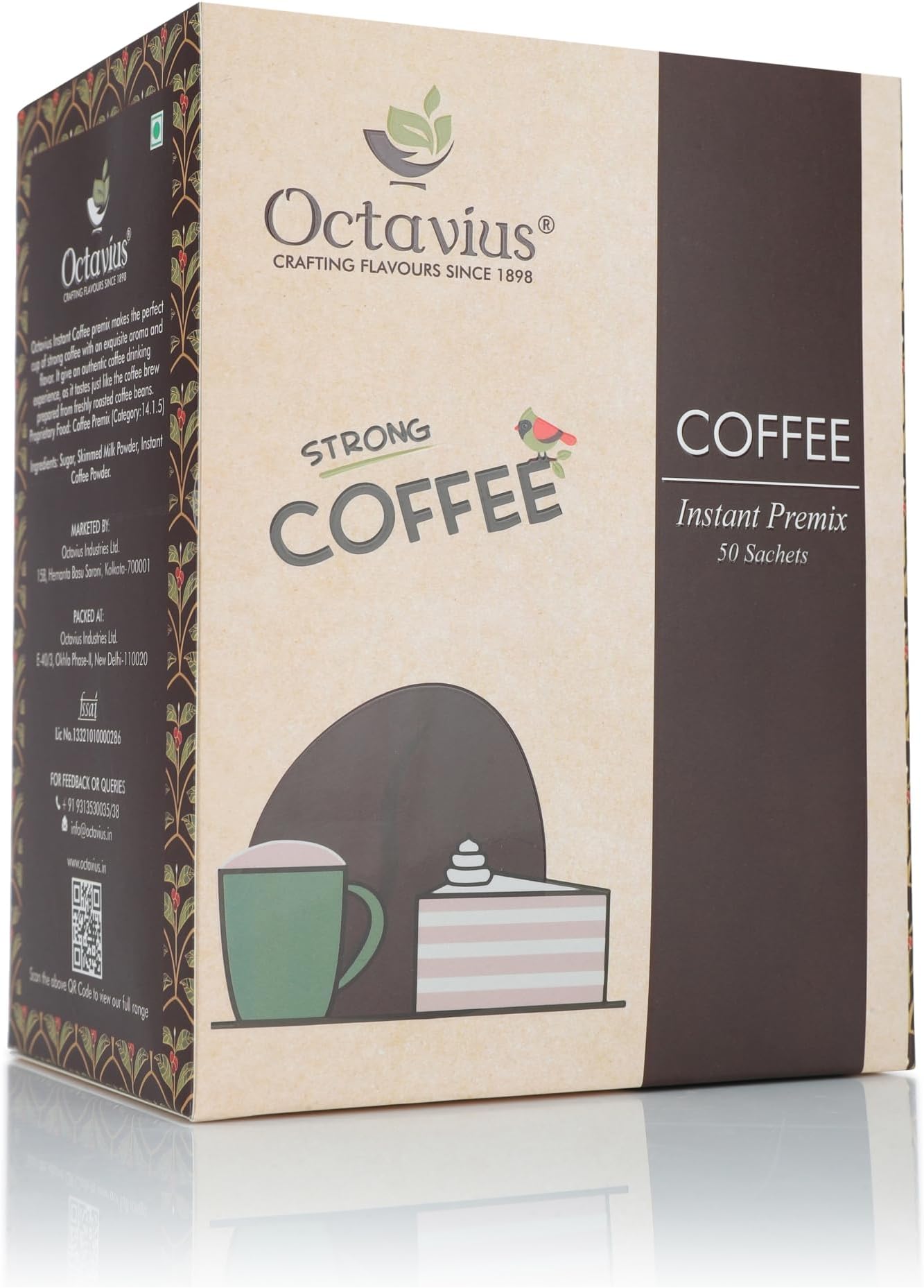 Octavius | Instant Coffee Premix - 50 Sachets | Economy Pack 3 In 1 Coffee Sachets | Hot & Cold Coffee | Instant Cappuccino Coffee | Premix Readymade Mix Pouch | (15 Gm X 50 Single Serve Sachets)