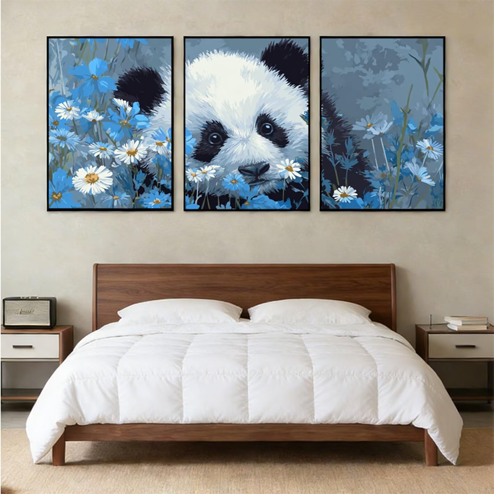 Diamentowa sztuka stokrotka, tryptyk, panda, tryptyk, zestawy do malowania diamentami dla dorosłych dzieci, 45 x 61 cm, pełne okrągłe wiertło, kryształ górski, mozaika, haft krzyżykowy, rękodzieło