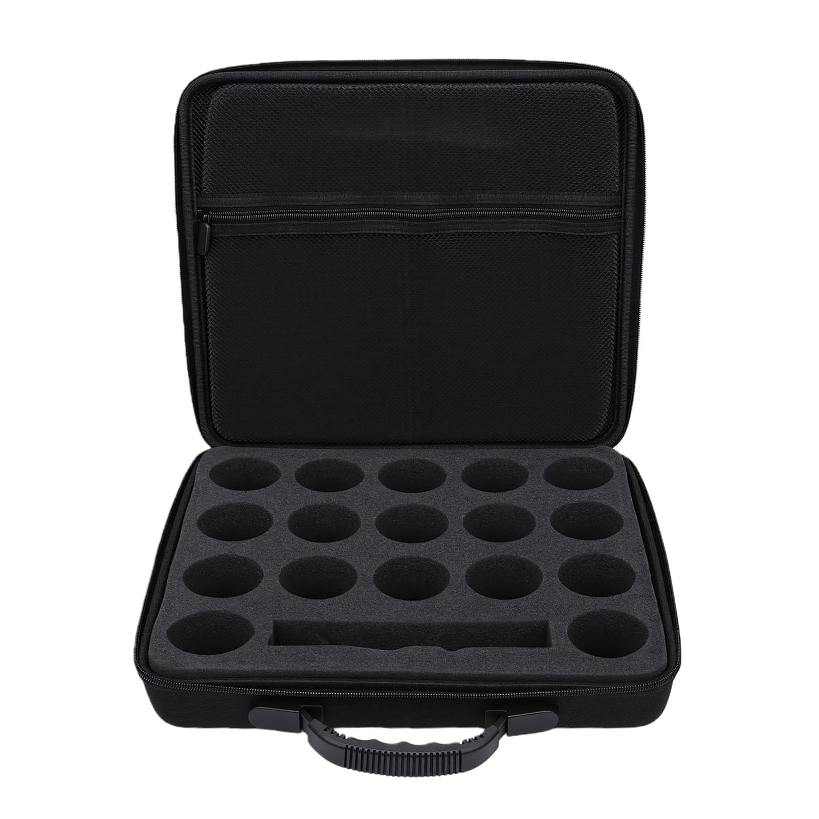 lyrlody Billardball-Koffer, PVC-Poolball-Koffer für 17 Bälle mit Griff und Verstellbarem Schultergurt, Schaumstoffschlitzen und Netztasche für die Aufbewahrung von Clubspielern zu Hause