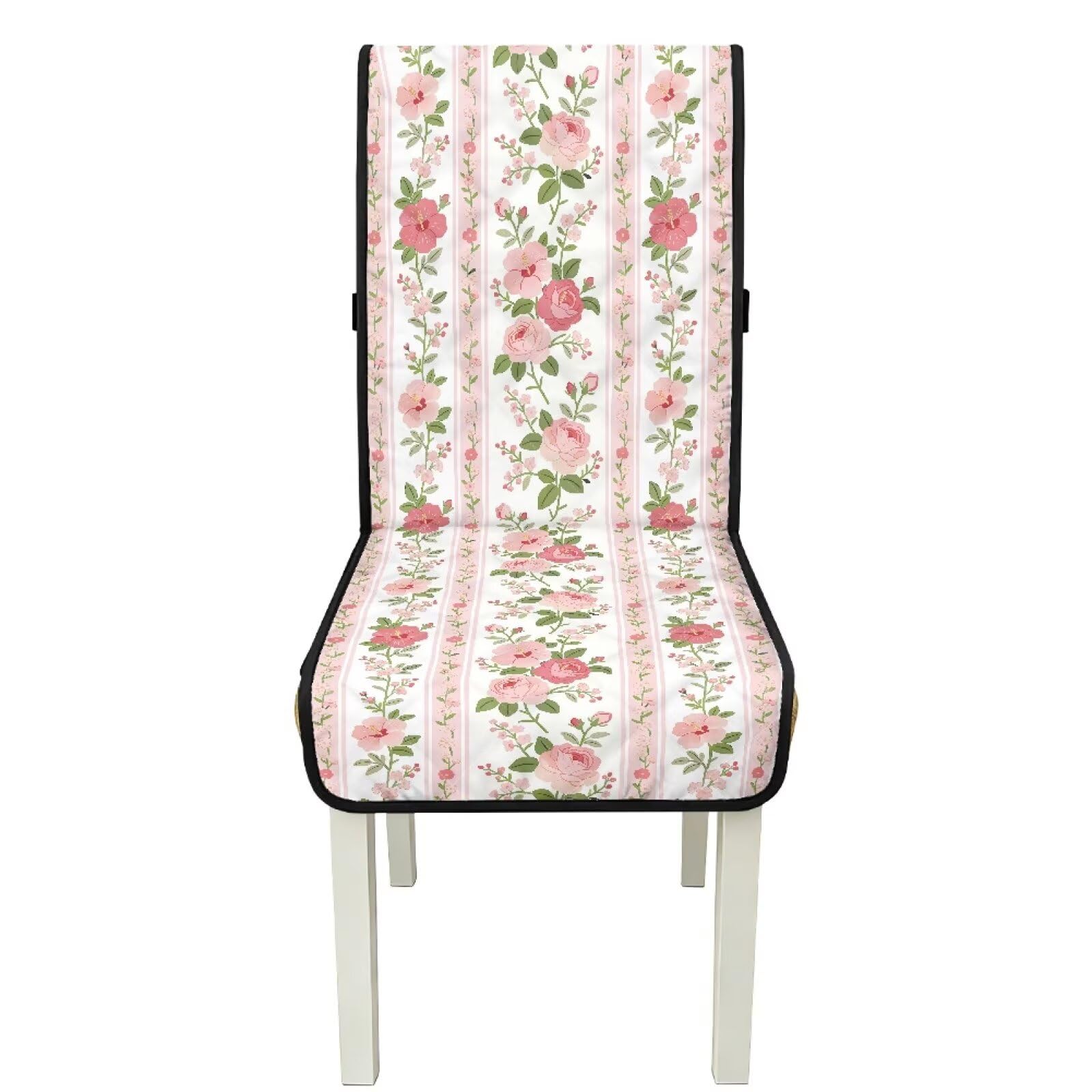 4 fodere per sedie da pranzo, elasticizzate, trapuntate, rimovibili, lavabili, imbottite, con fascia elastica, per cucina, colore: rosa e bianco