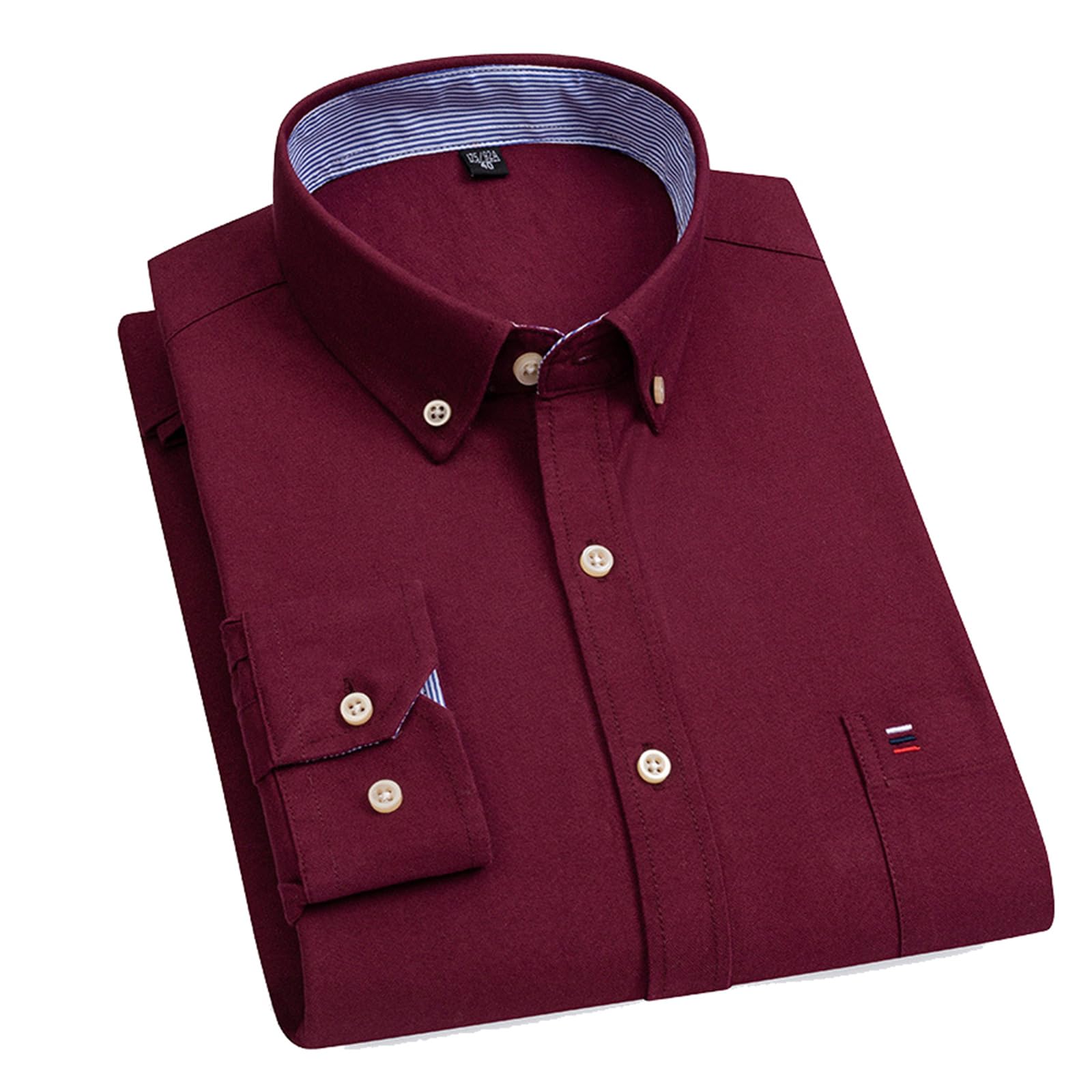 Camisas Oxford para hombre, camisa casual de algodón de manga larga, con botones, a cuadros, formal, camisa de gran tamaño, talla S ~ 7XL