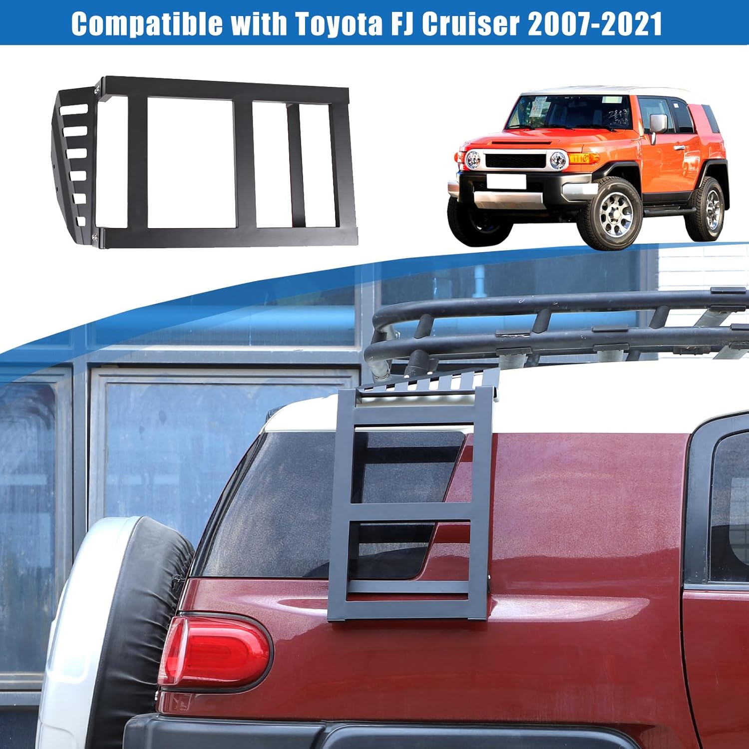 Tailgate Side Ladder Compatible with Toyot@ FJ Cruiser 2007-2021 Car Rear Door Side Window Installation Ladder, Tailgate Side Ladder Installation Bracket Accessories (Right)