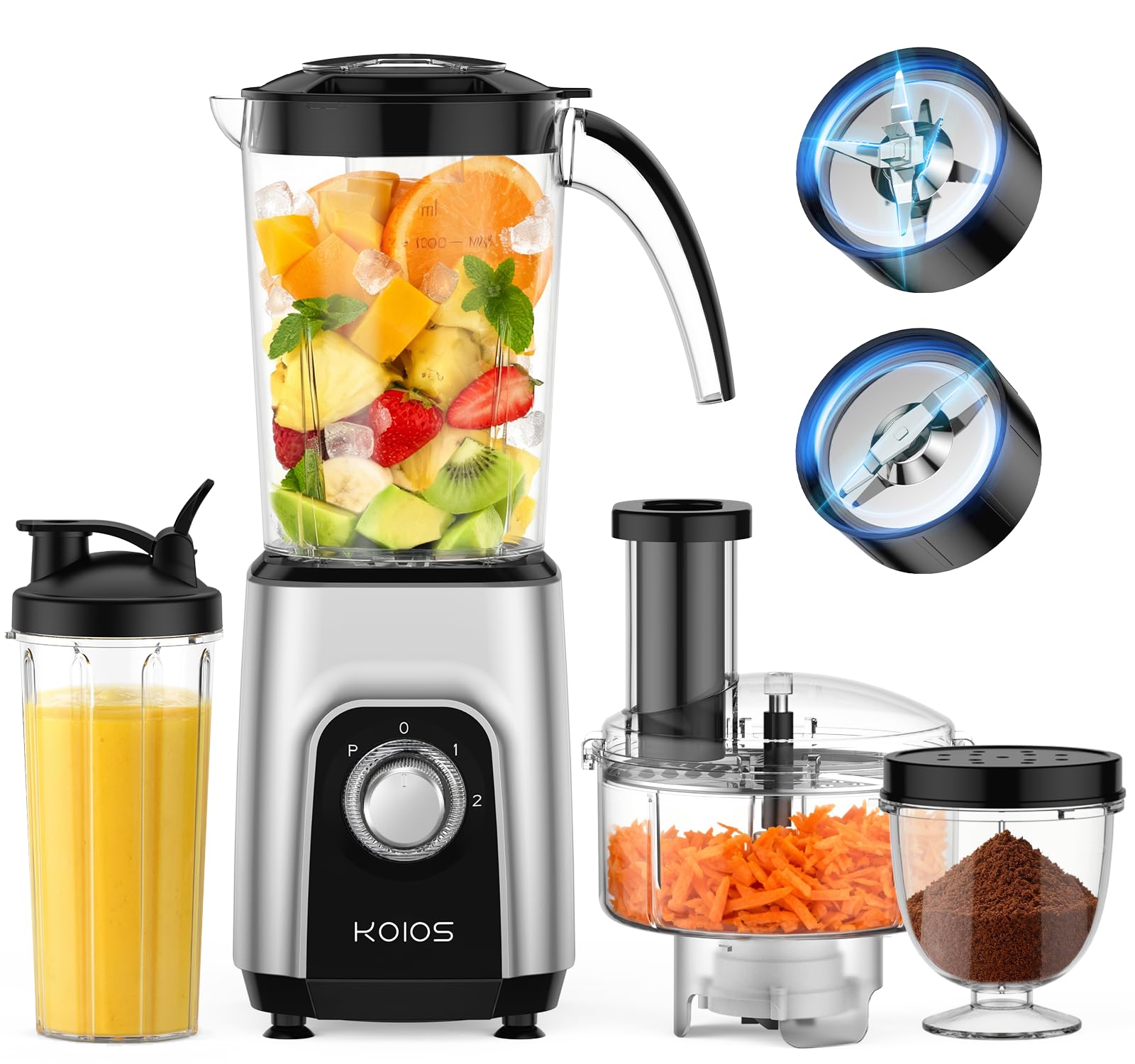 KOIOS 4-in-1 Blender/Food Processor Combo Max 1000W, Dishwasher Safe