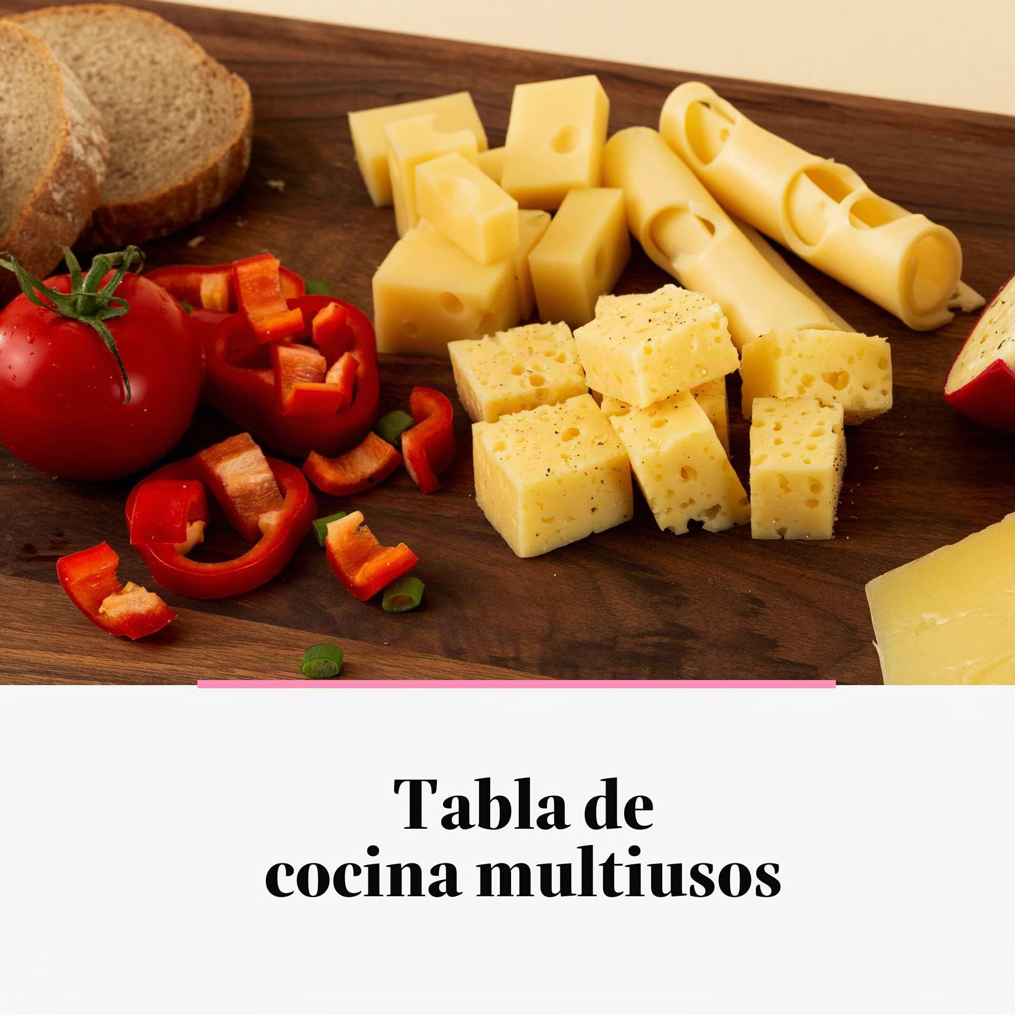tuuli Kitchen Tabla Cortar Madera Nogal Cocina Queso Pan Grande Antibacteriano (44x30x2 cm)