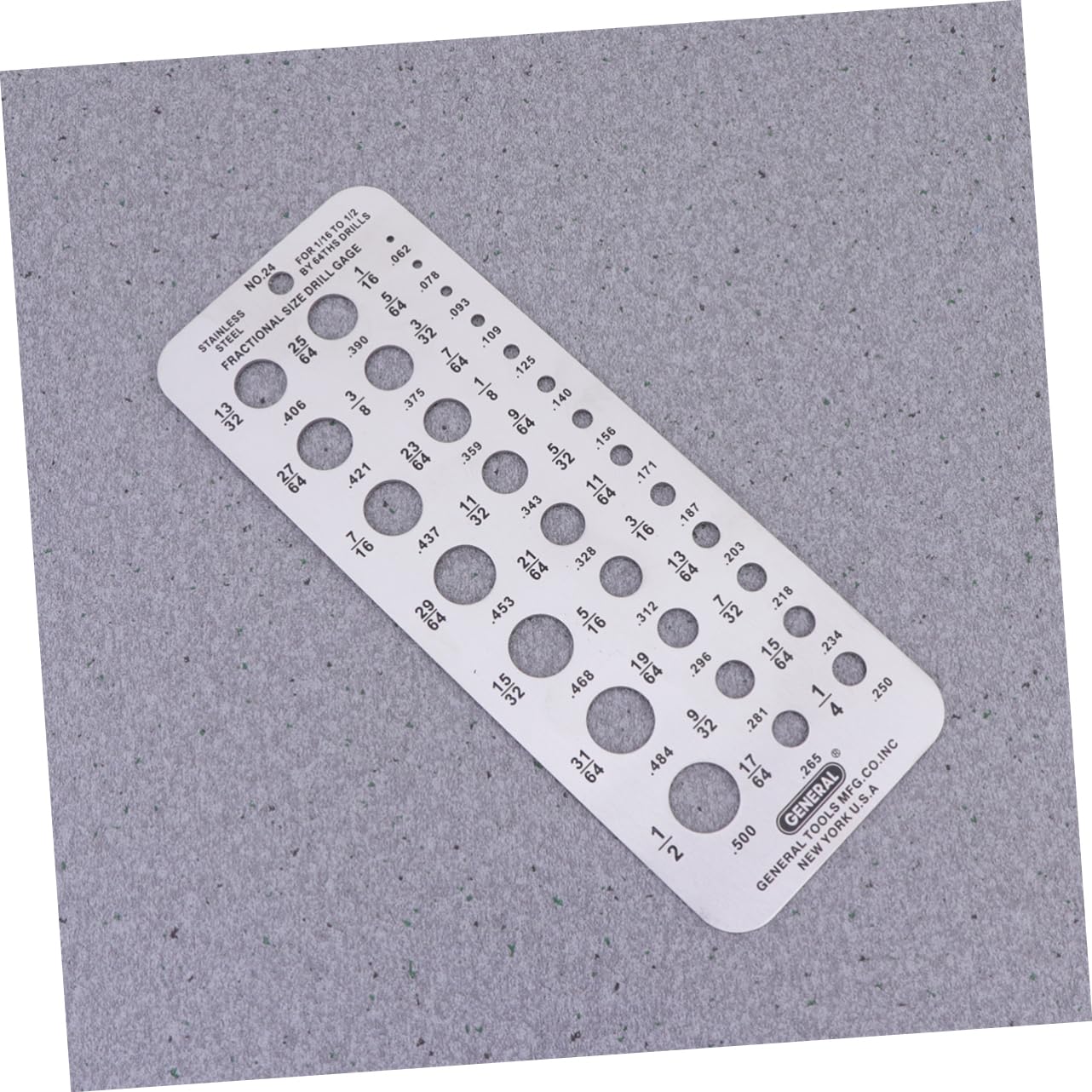 Cabilock Professional Drill Gage Point Stainless Steel Drill Gauge Caliper 1/16 to 1/2 Caliper Fraction Decimal Markings