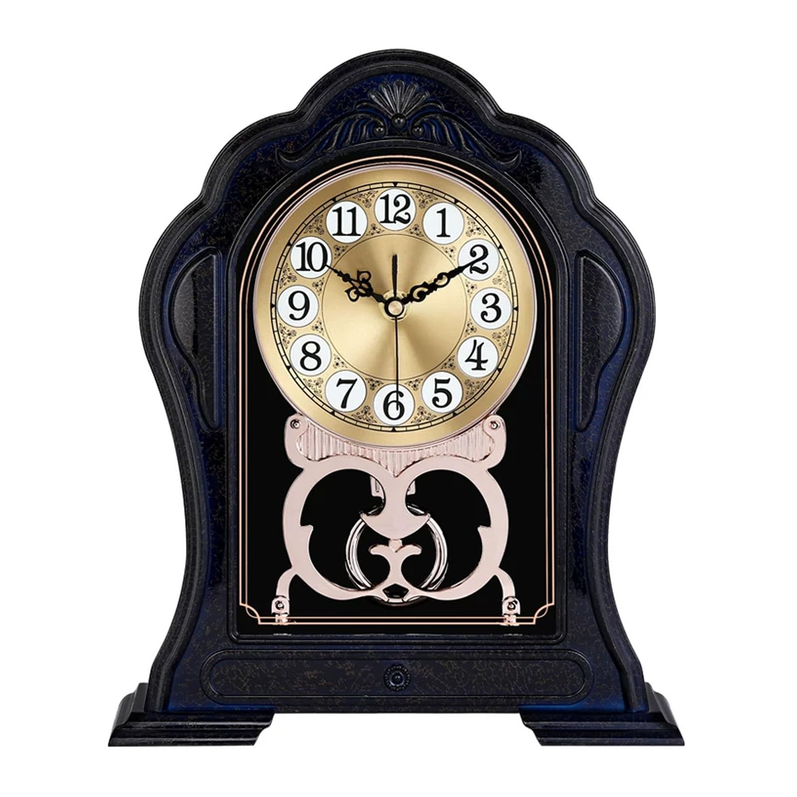 Mantel Clocks for Living Room, Pendulum Table Clock Battery Operated, Vintage Decorative Fireplace Clock For Living Room Home Office Decor(Blue)