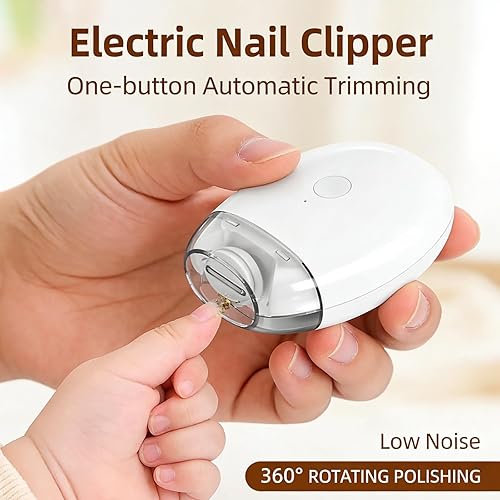 Miniatura 5 de Molinillo de uñas automático universal, portátil 3 en 1 con luz LED y 3 velocidades, cortador de uñas automático silencioso de 360 y recortador de