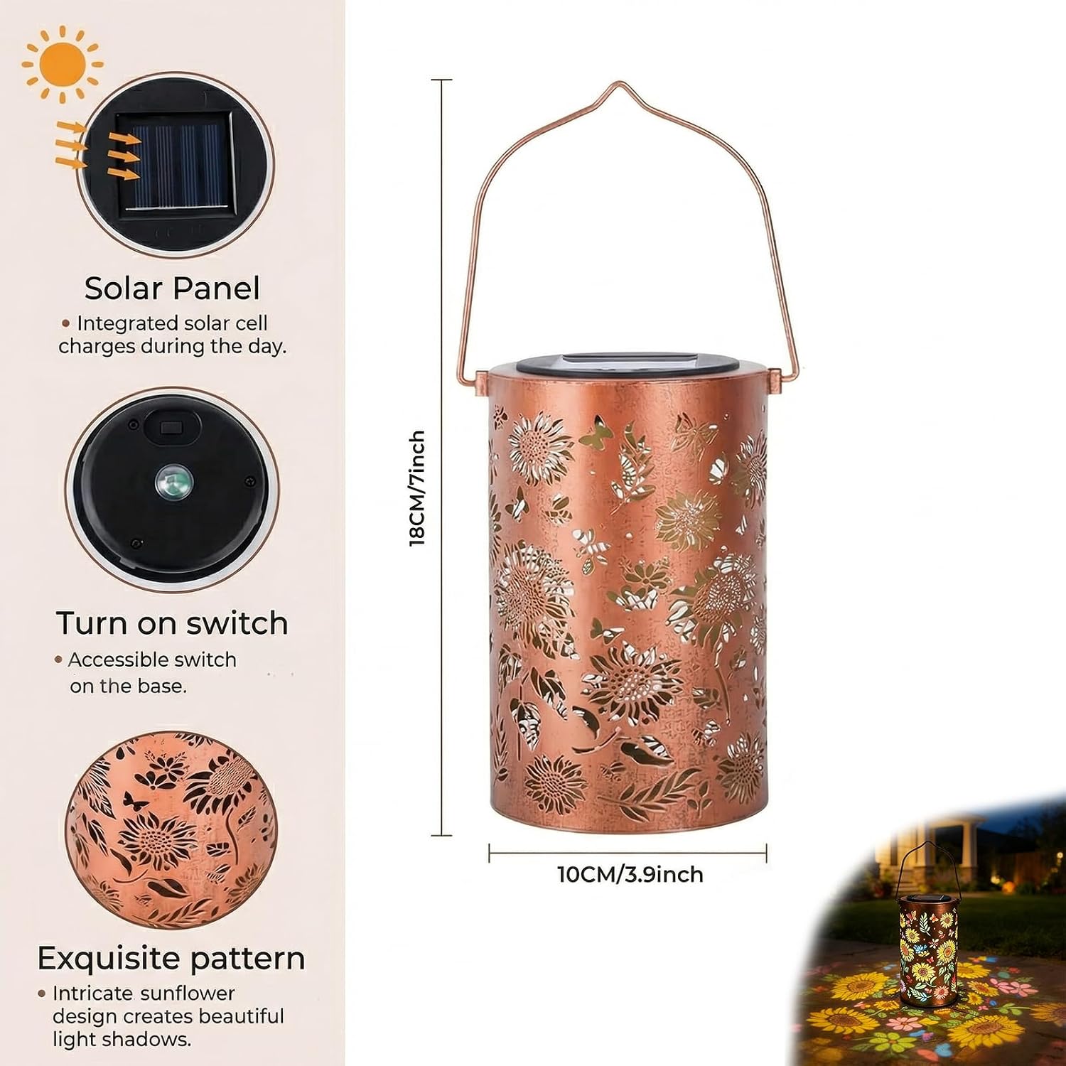 Colorful Sunflower Glow Solar Garden Lantern, Upgrade Waterproof Metal Solar Powered Sunflower, Outdoor Hanging Light for Garden Yard Patio Pathway Lantern Decor (2 Pcs)
