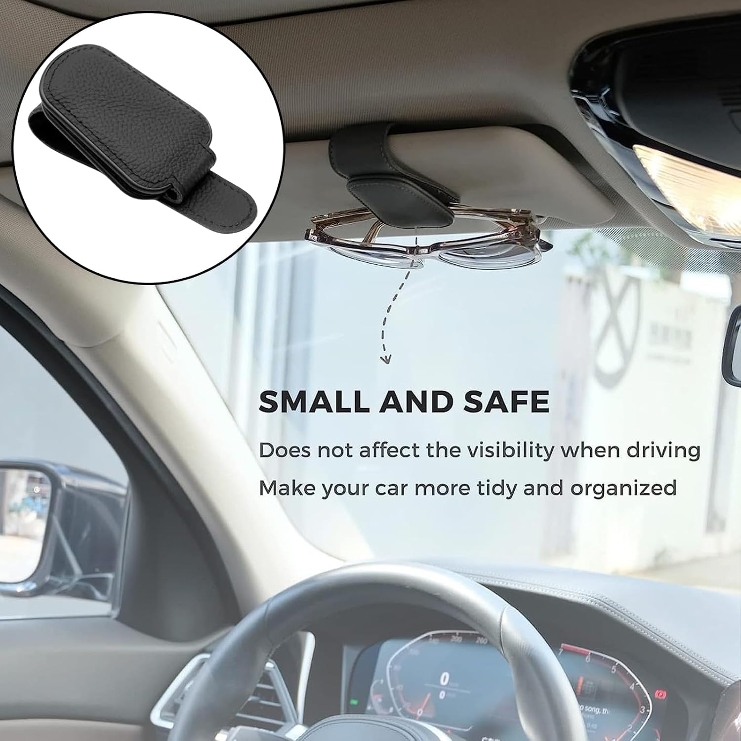 Uchwyty na okulary samochodowe klips do Peugeot 208 2008 308 3008 508, magnetyczny skórzany uchwyt na okulary samochodowe, do wszystkich rodzajów okularów, B/szary