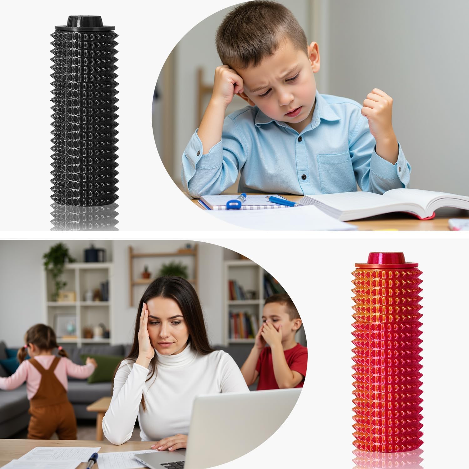 3PCS Little Ouchies Fidget, Pocket Mini Novelty Fidget Toy for Adults, Pain Stim Fidget, Spiky Grippie Stim for Anxiety Relief Positive (Black+Red+Purple) image 5