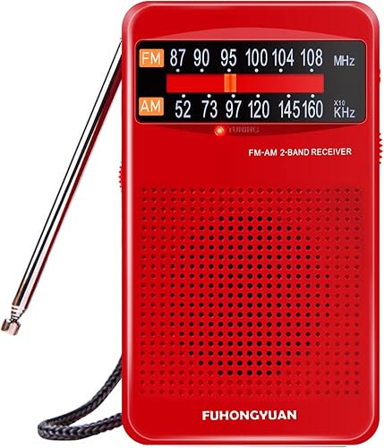 FUHONGYUAN AM FM Radio de bolsillo, radios de transistor portátiles compactas  Mejor recepción, altavoz, conector para auriculares, larga duración,
